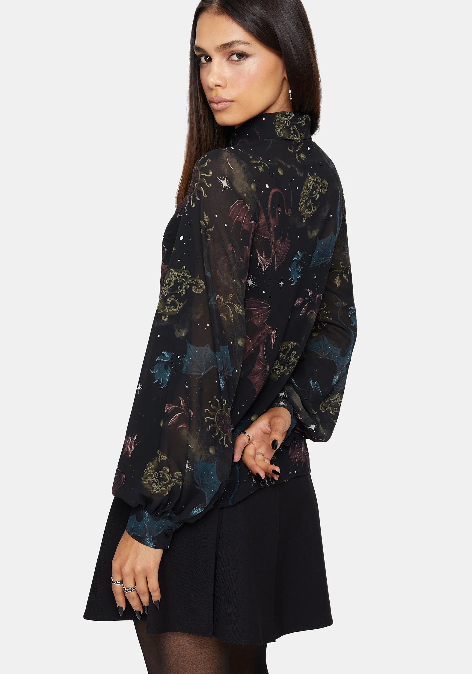 Phoenix Dragon Chiffon Blouse - Image 3