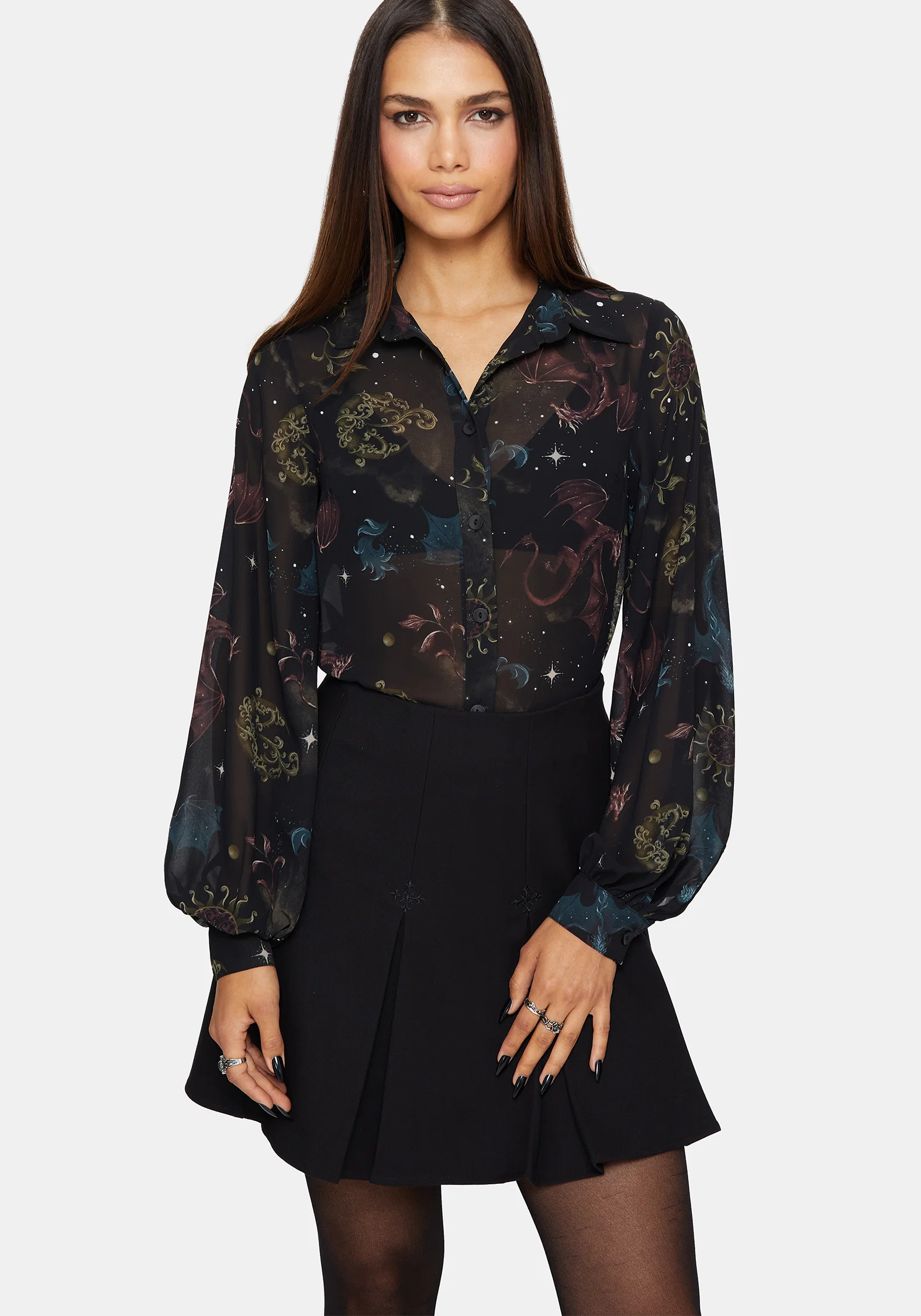 Phoenix Dragon Chiffon Blouse - Image 4