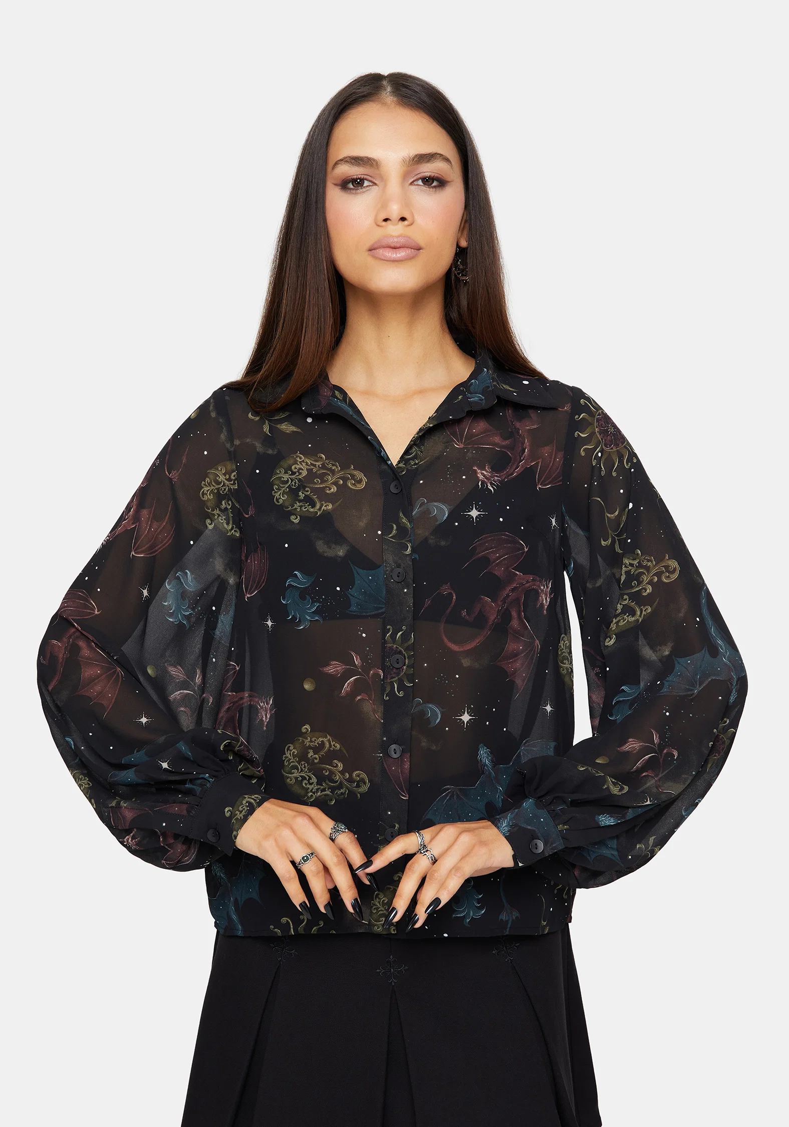 Phoenix Dragon Chiffon Blouse - Image 6