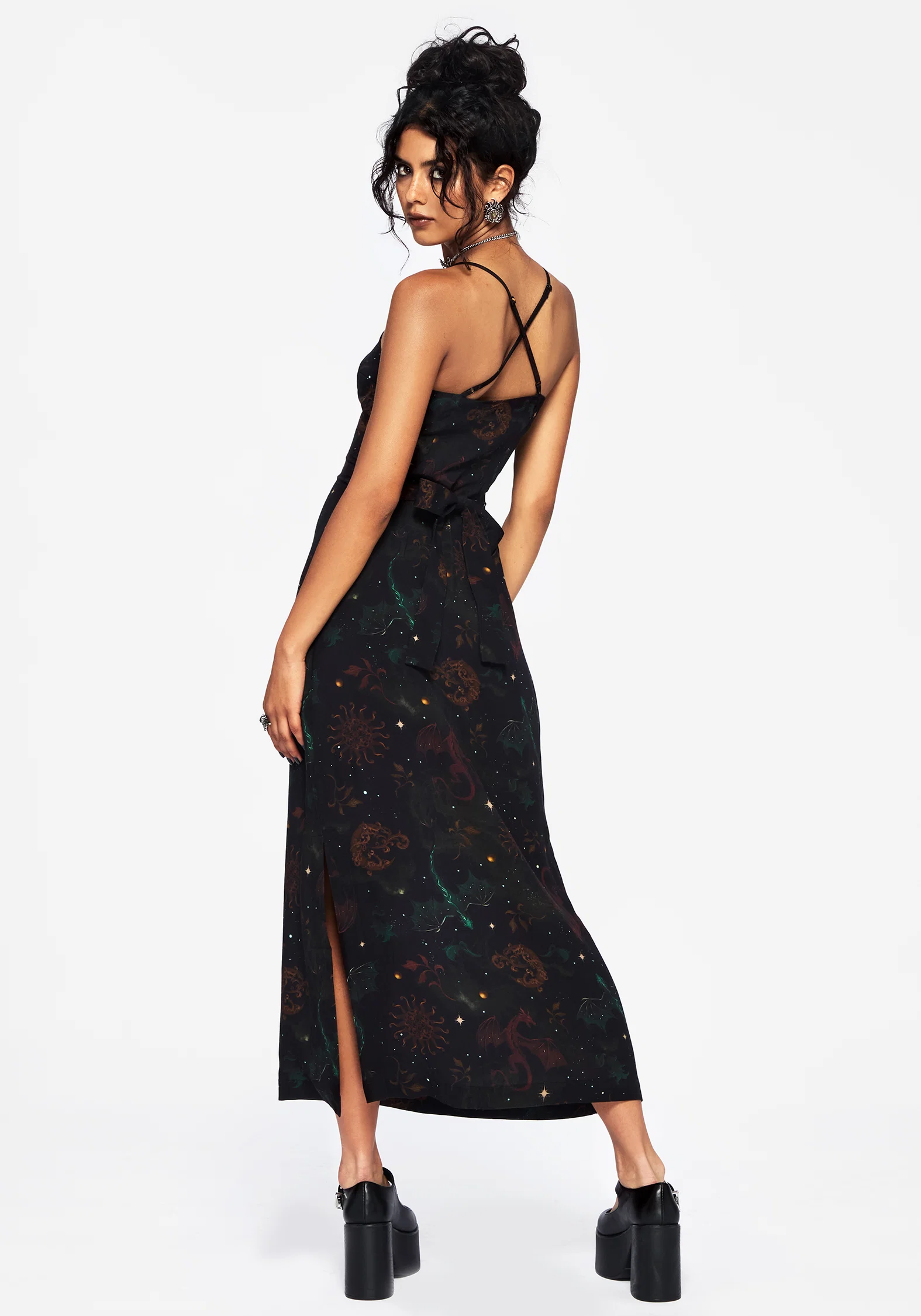 Phoenix Dragon Printed Cami Midi Dress - Image 3