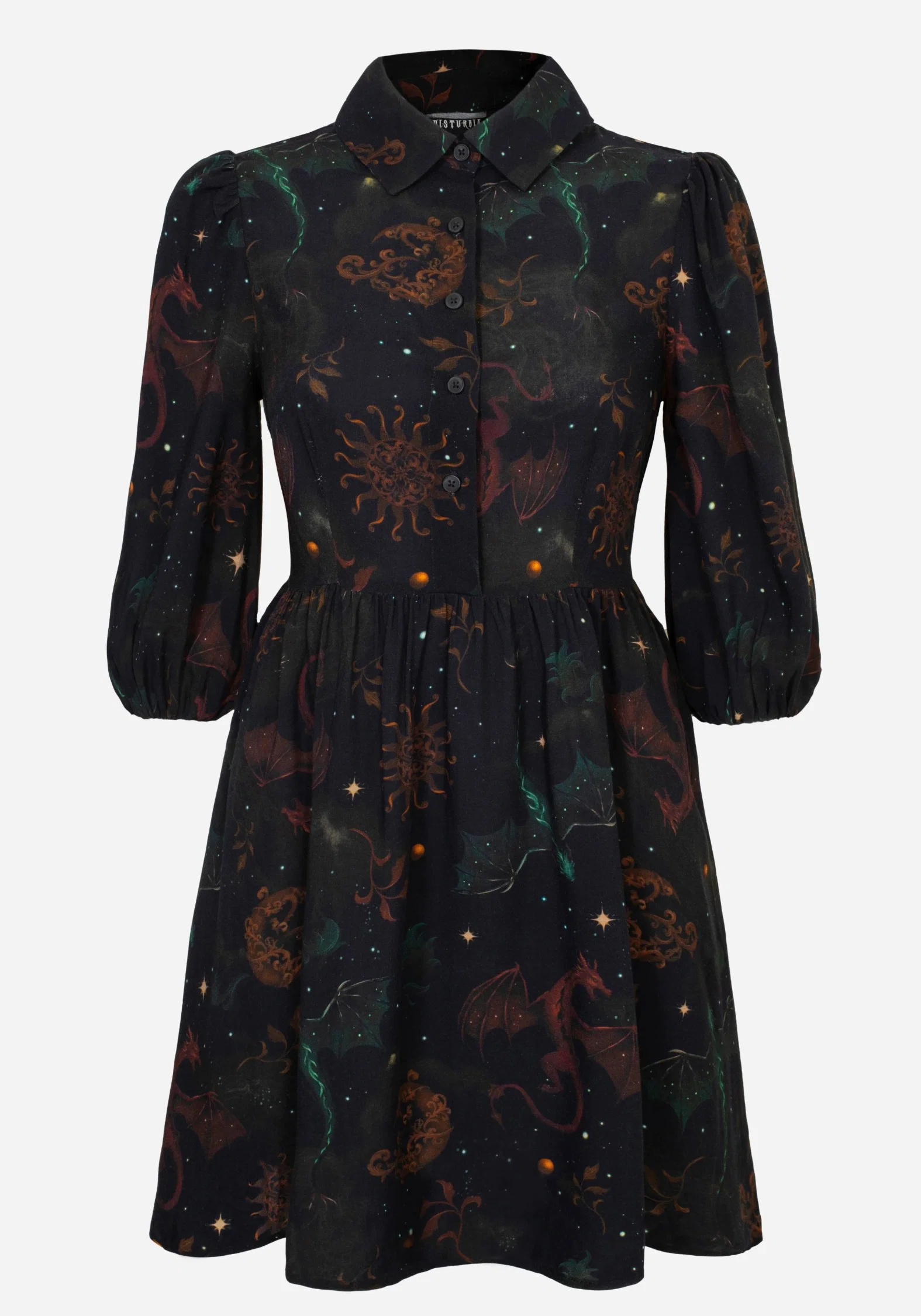Phoenix Dragon Printed Mini Shirt Dress - Image 7