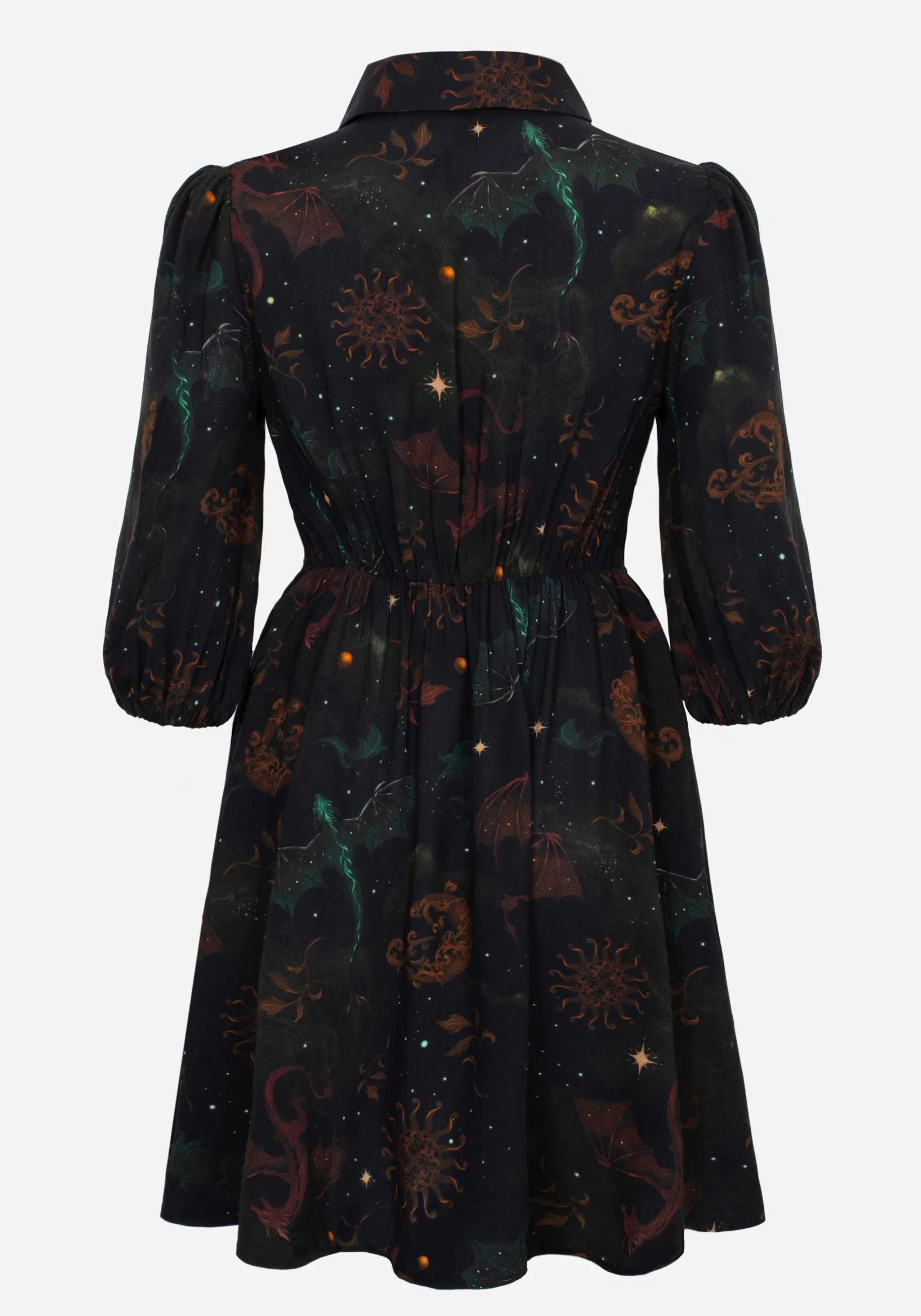 Phoenix Dragon Printed Mini Shirt Dress - Image 8