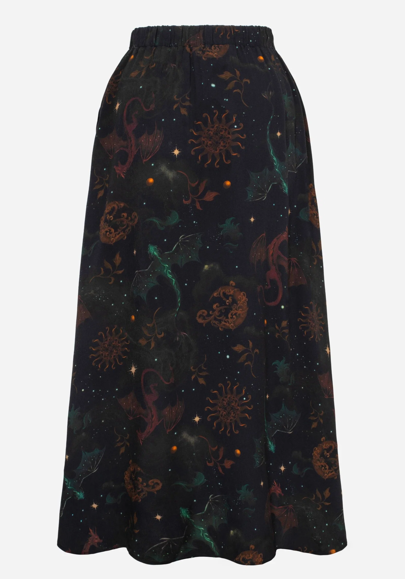 Phoenix Dragon Printed Pleated Midi Skirt - Image 8