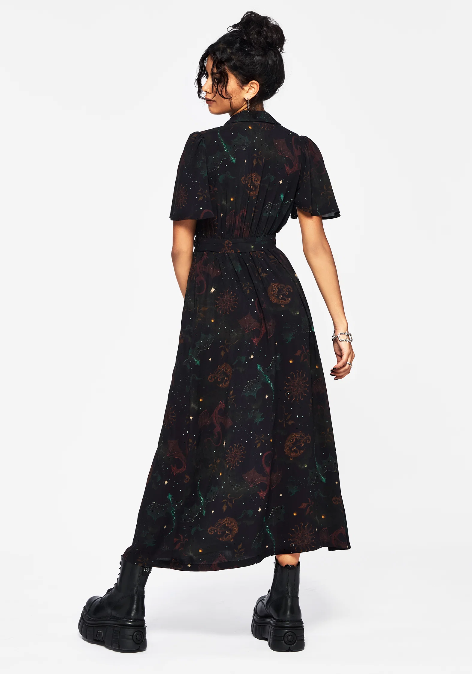 Phoenix Dragon Printed Wrap Midaxi Shirt Dress - Image 3