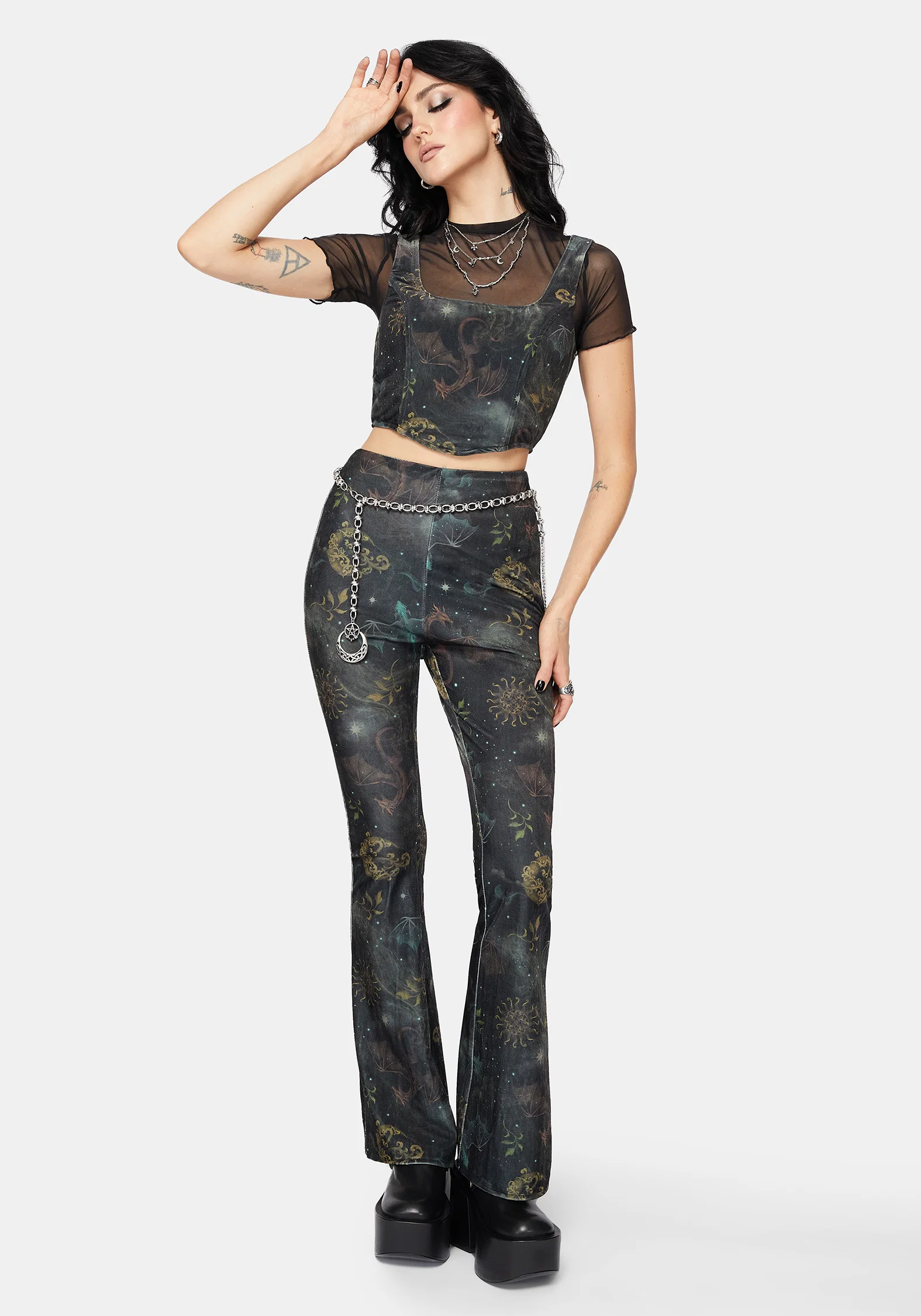 Phoenix Dragon Velour Corset - Image 5