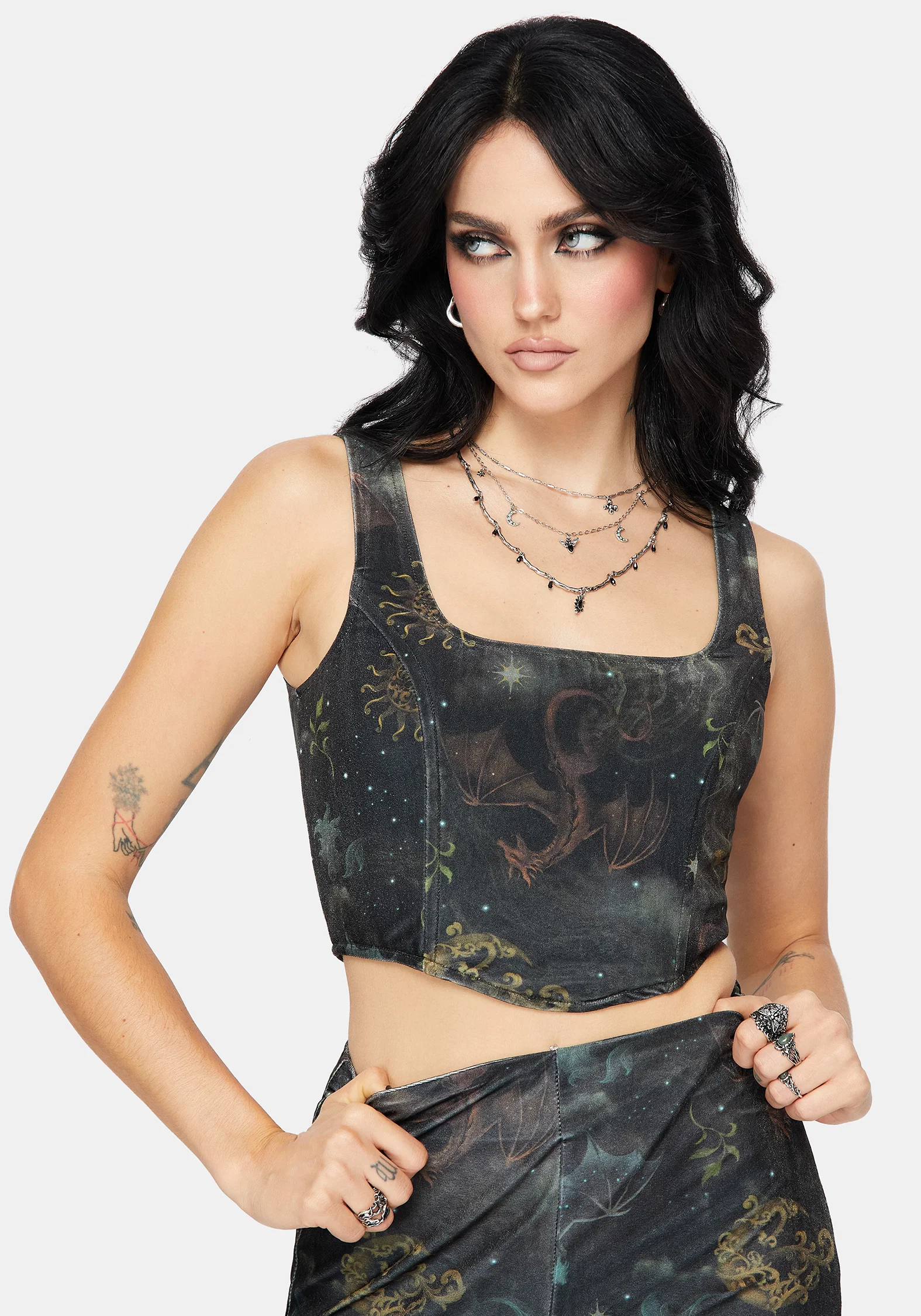Phoenix Dragon Velour Corset - Image 6