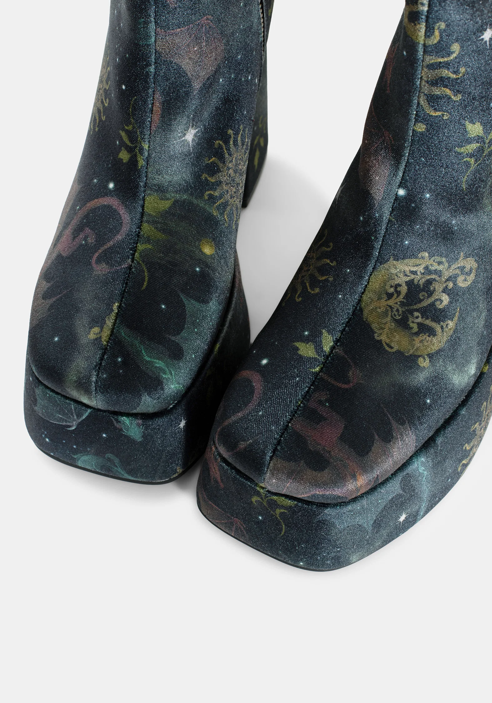 Phoenix Dragon Velvet Platform Boots - Image 2