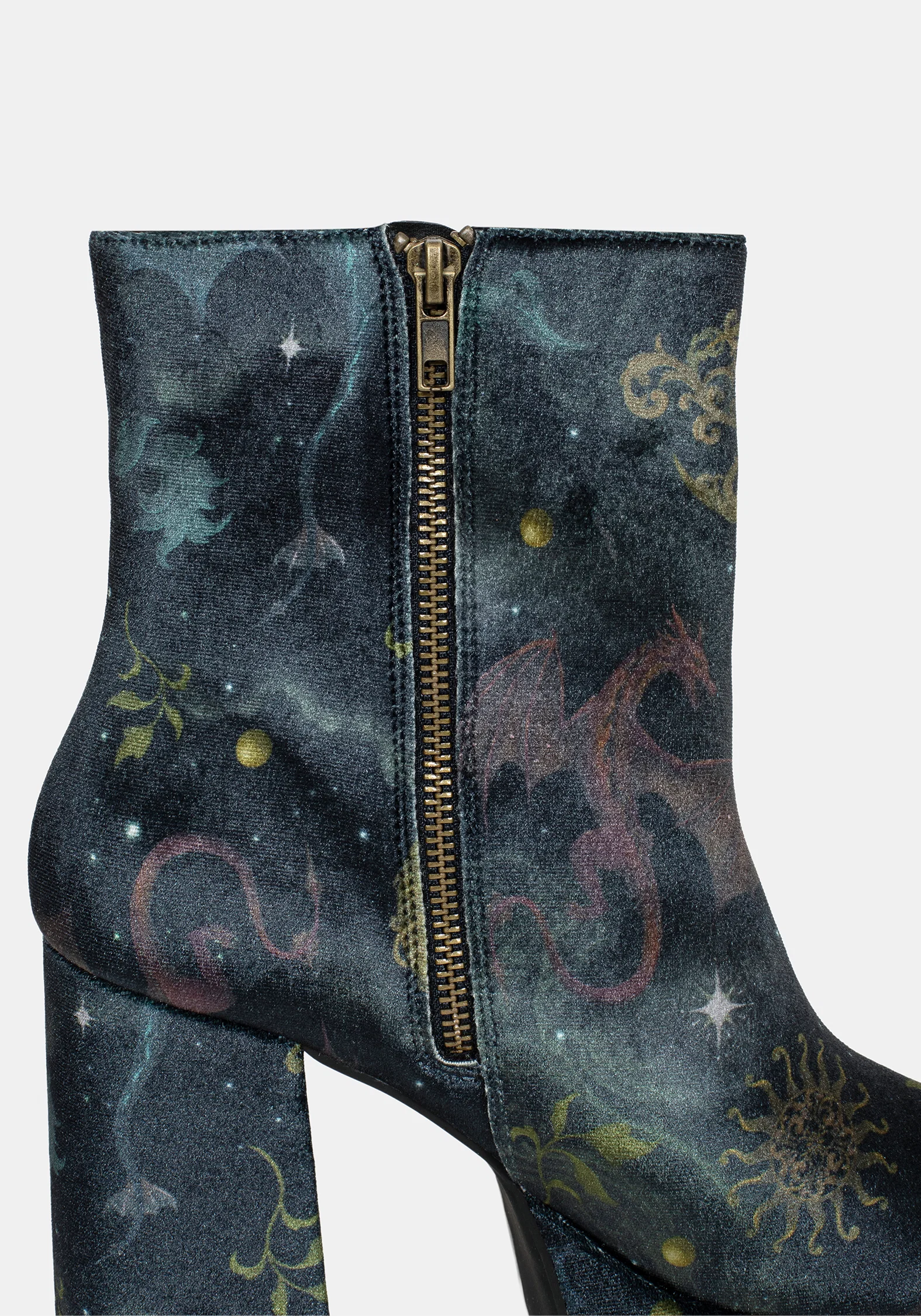 Phoenix Dragon Velvet Platform Boots - Image 6