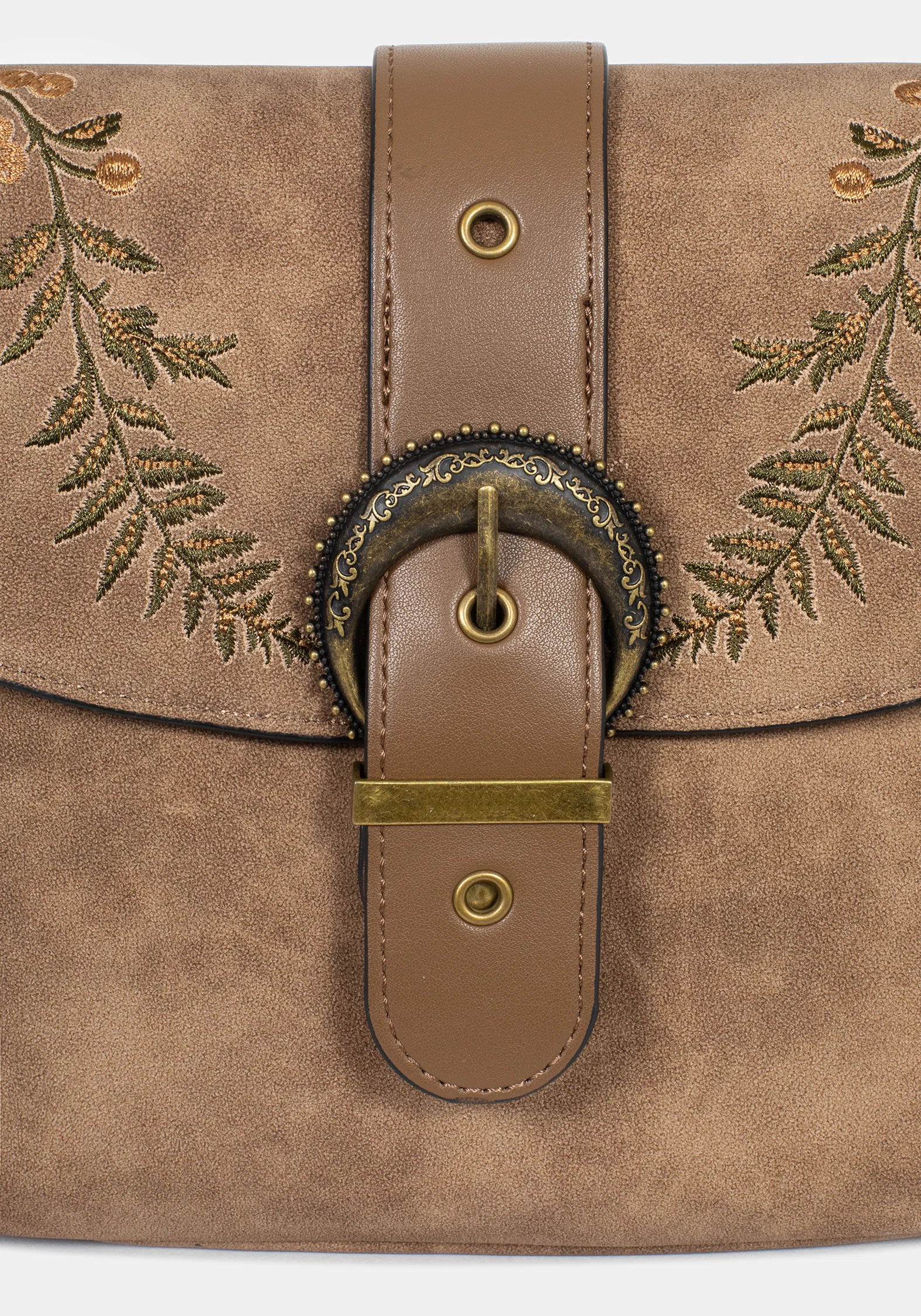 Physis Faux Suede Fern Embroidered Shoulder Bag - Image 3