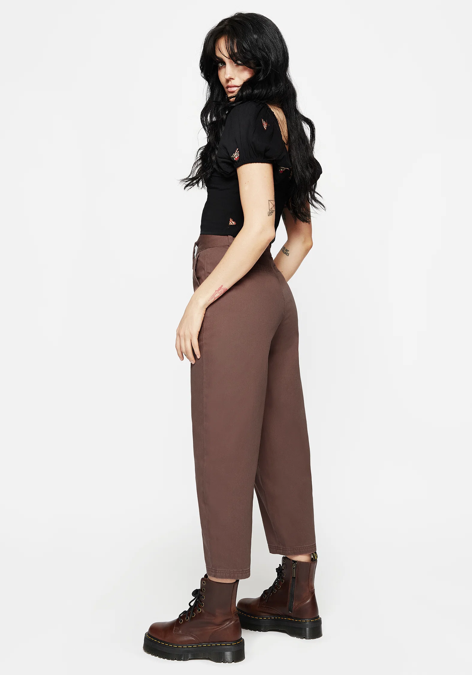 Pinhead Belted Balloon Leg Trousers - Brown - Image 3