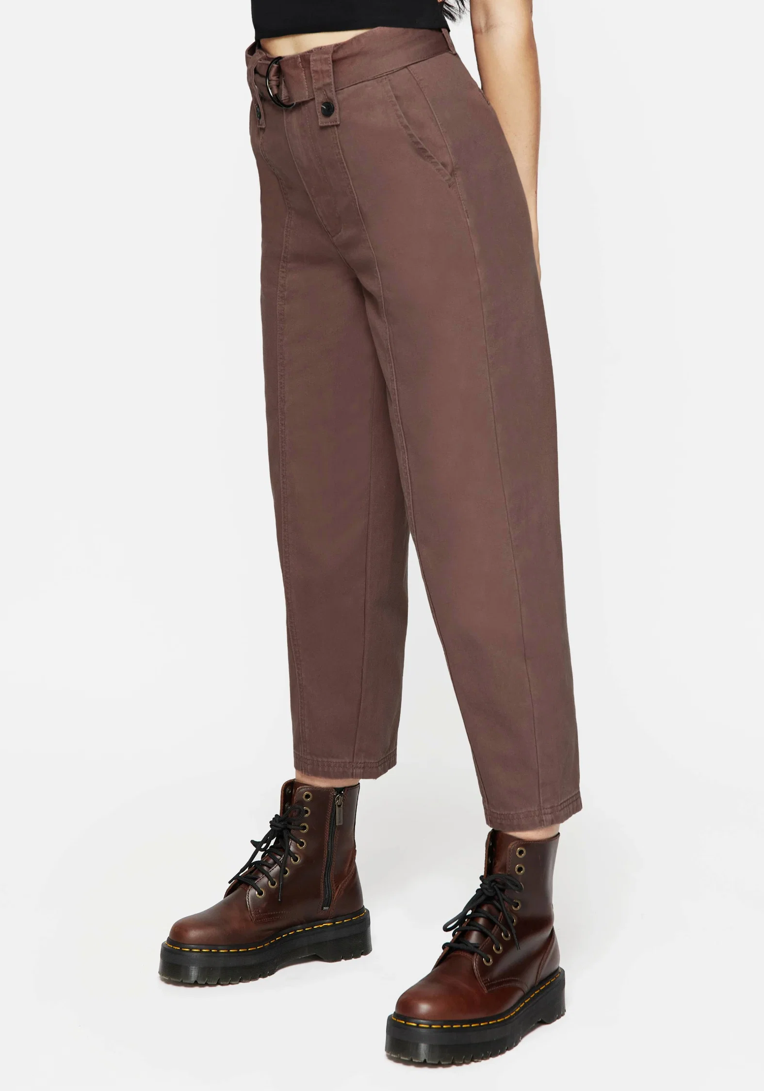 Pinhead Belted Balloon Leg Trousers - Brown - Image 5