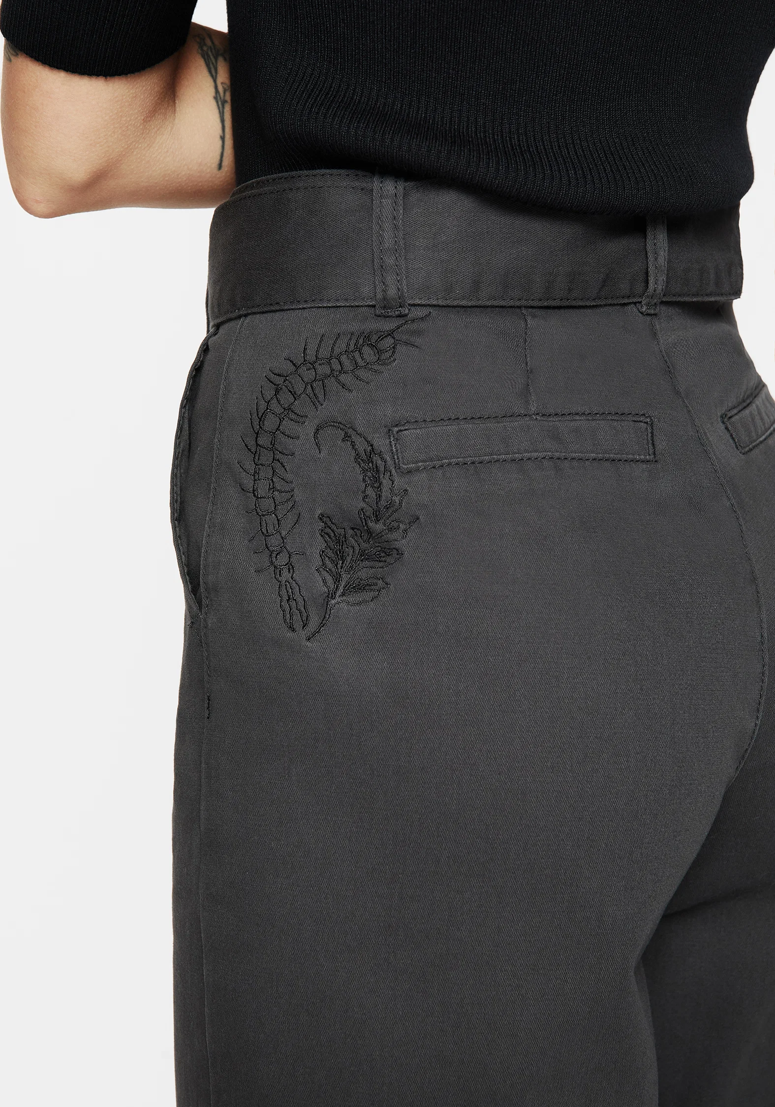 Pinhead Embroidered Belted Balloon Leg Trousers - Image 2