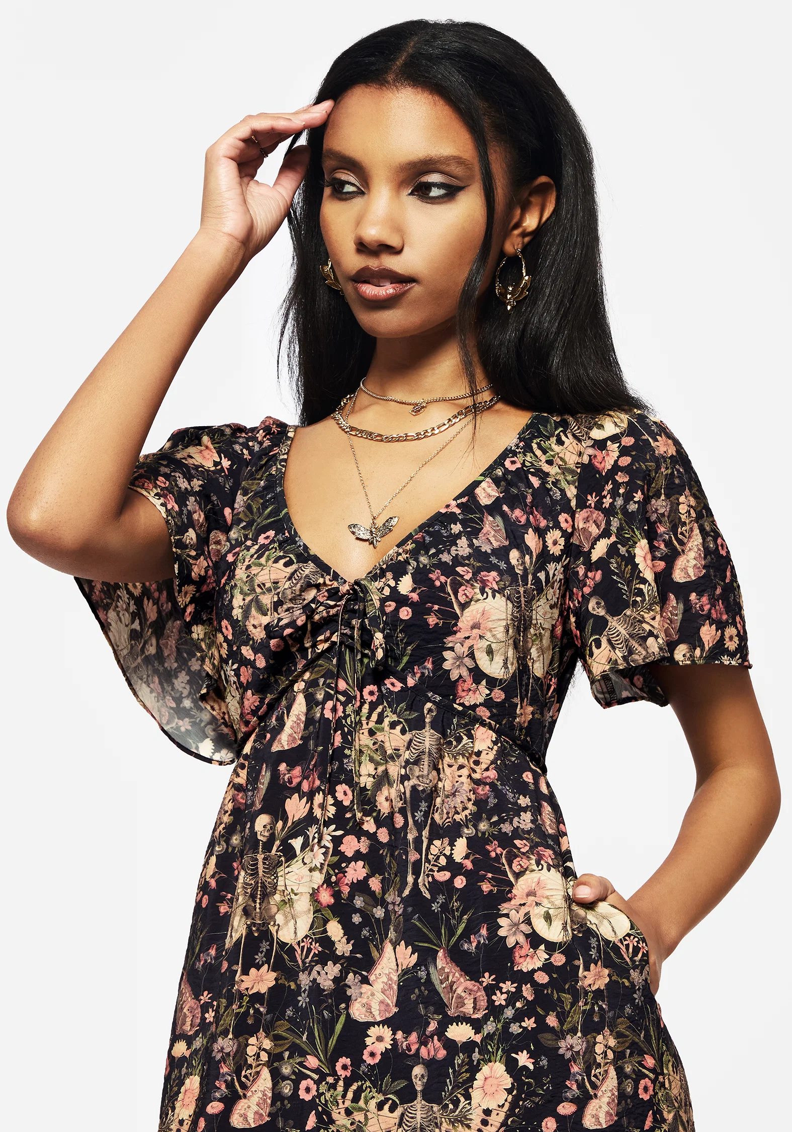 Pixie Floral Print Tie Front Maxi Dress - Image 2