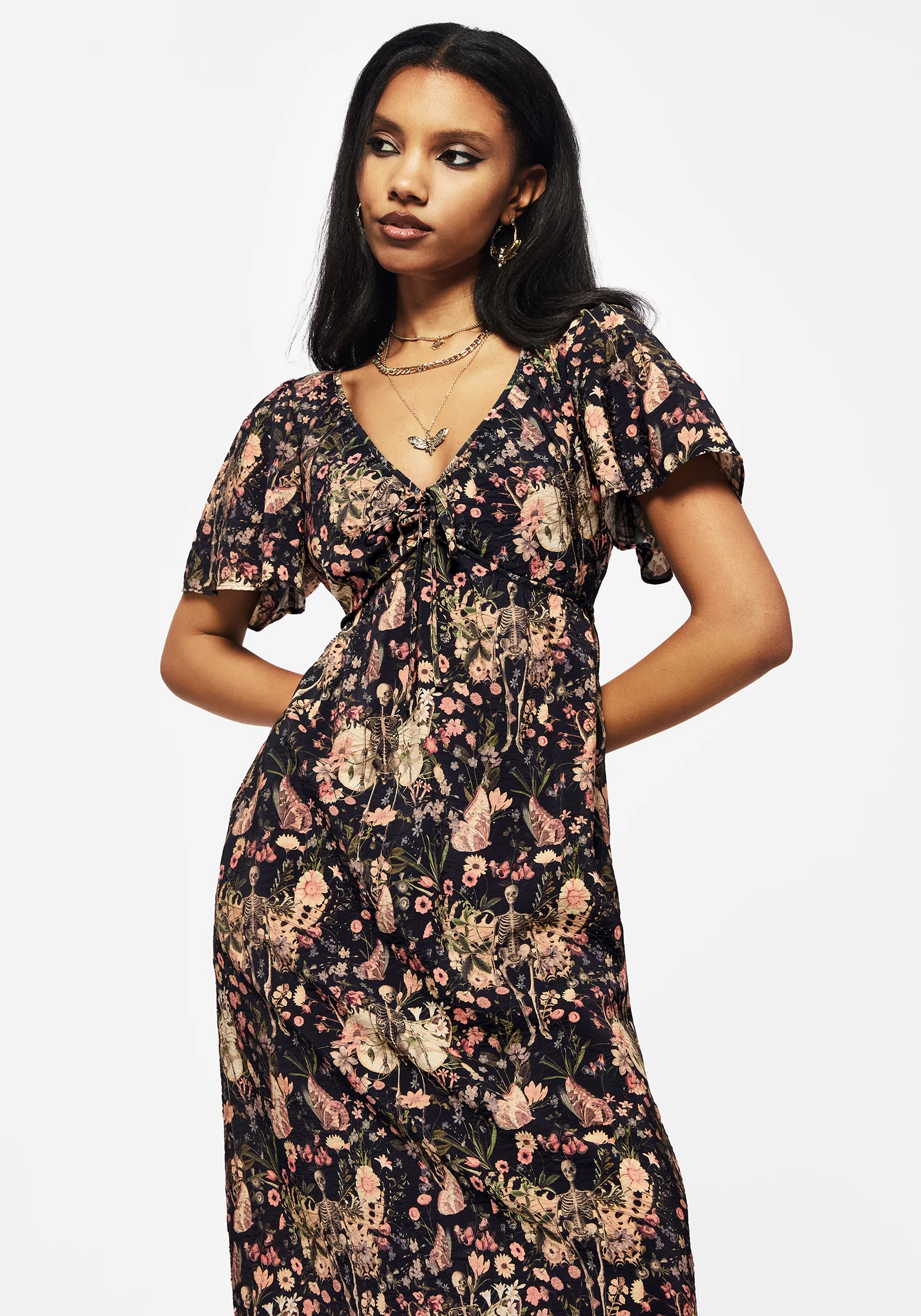 Pixie Floral Print Tie Front Maxi Dress - Image 4