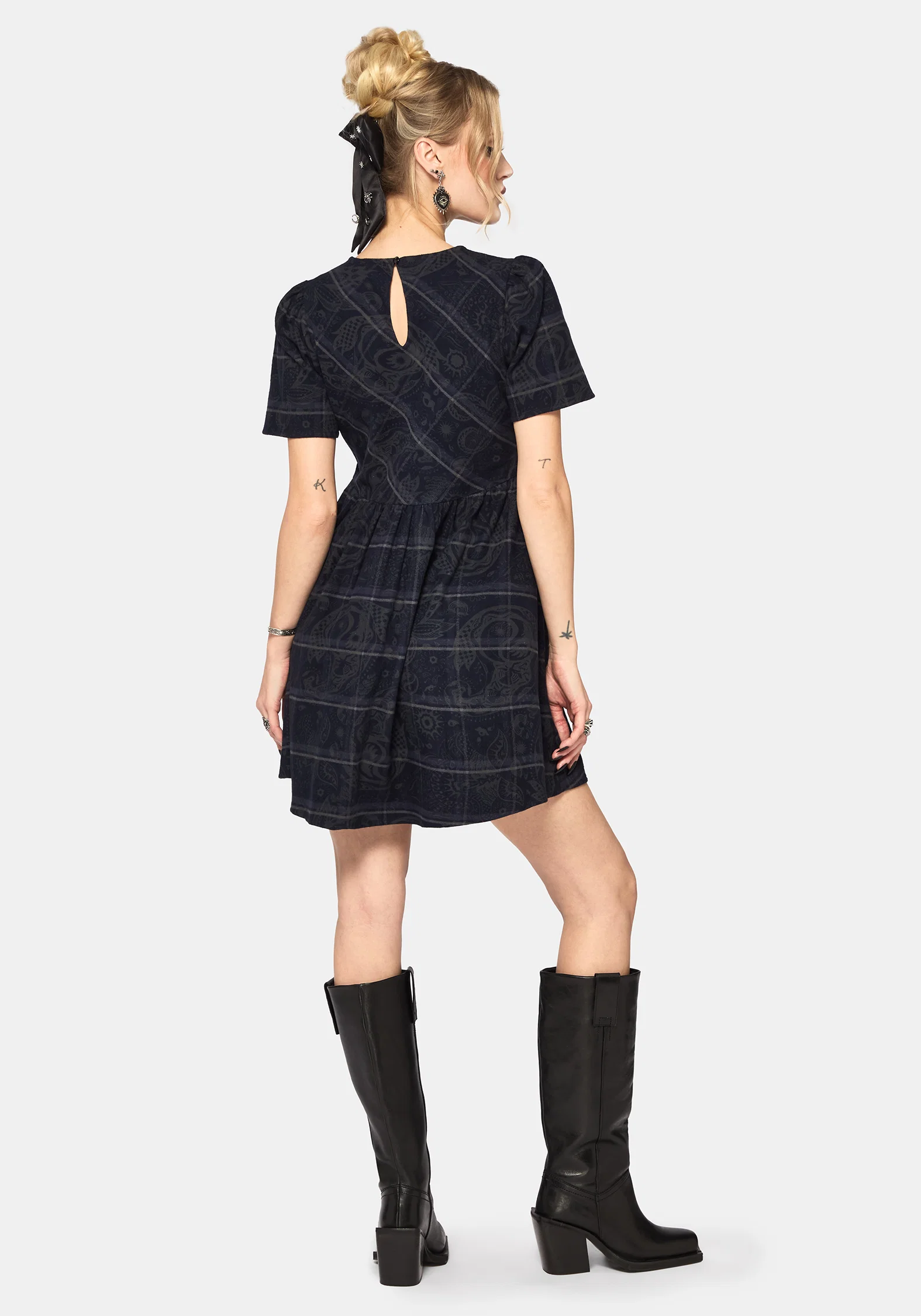 Plaith Blue Check Mini Smock Dress - Image 3