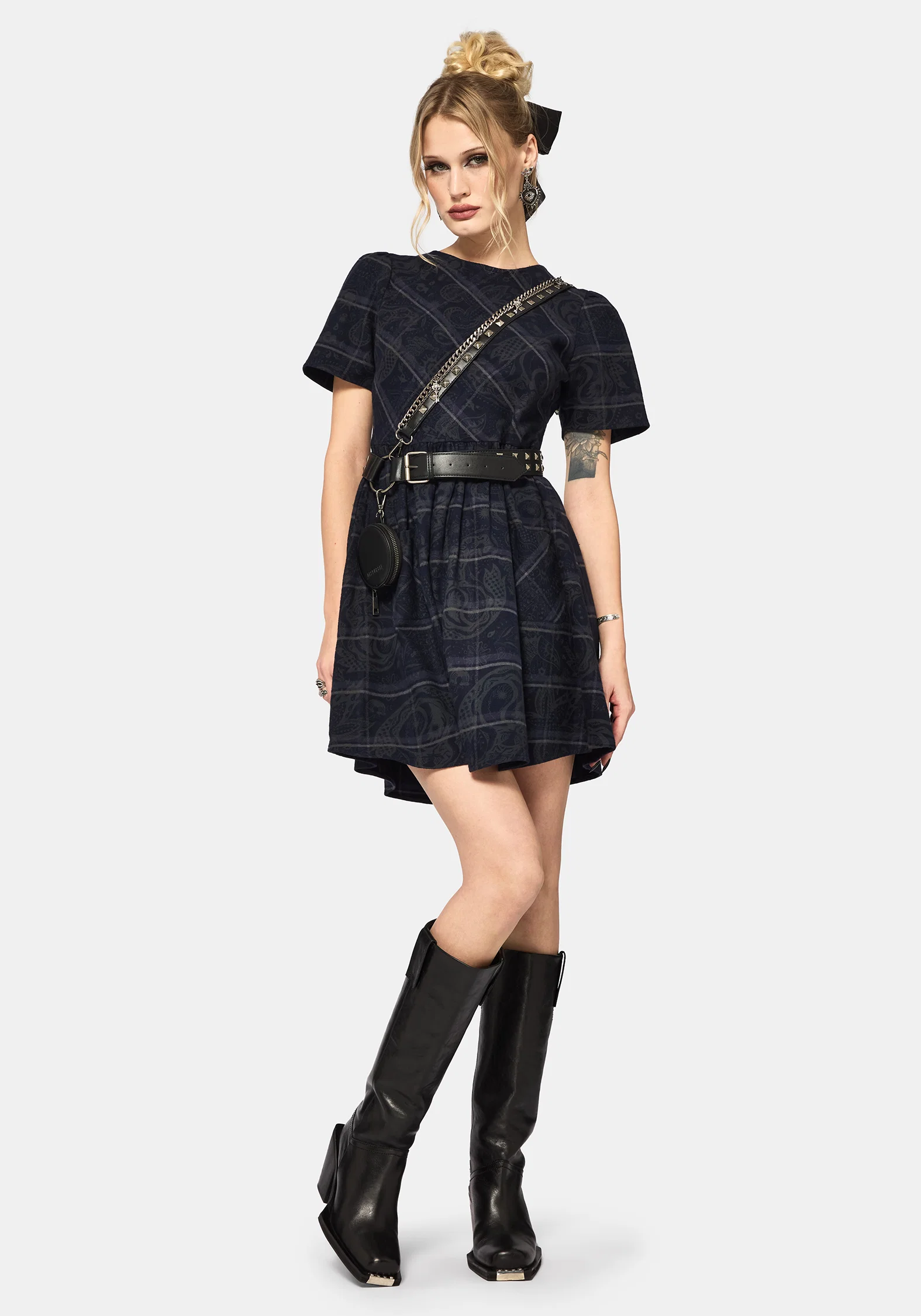 Plaith Blue Check Mini Smock Dress - Image 4