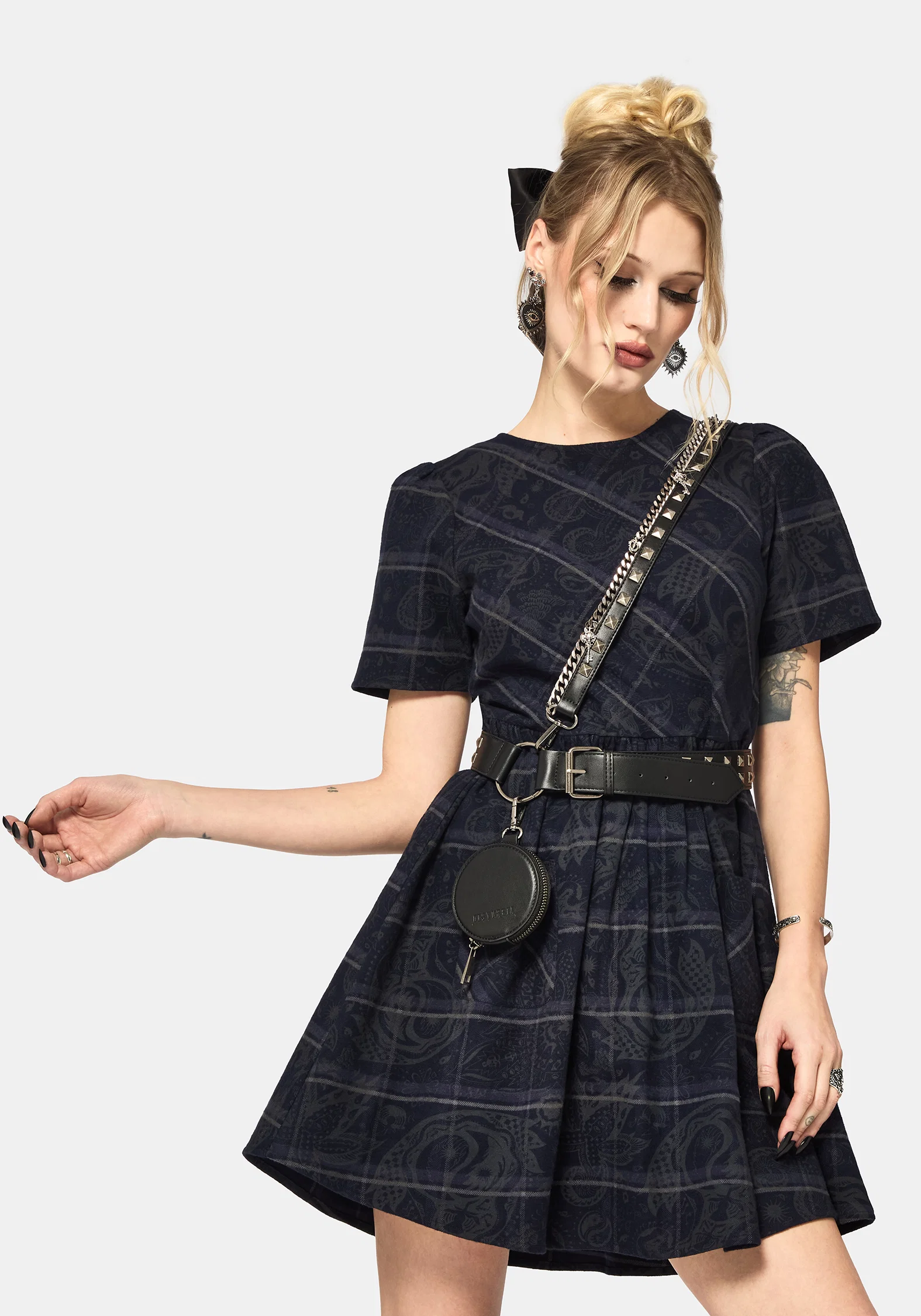 Plaith Blue Check Mini Smock Dress - Image 5