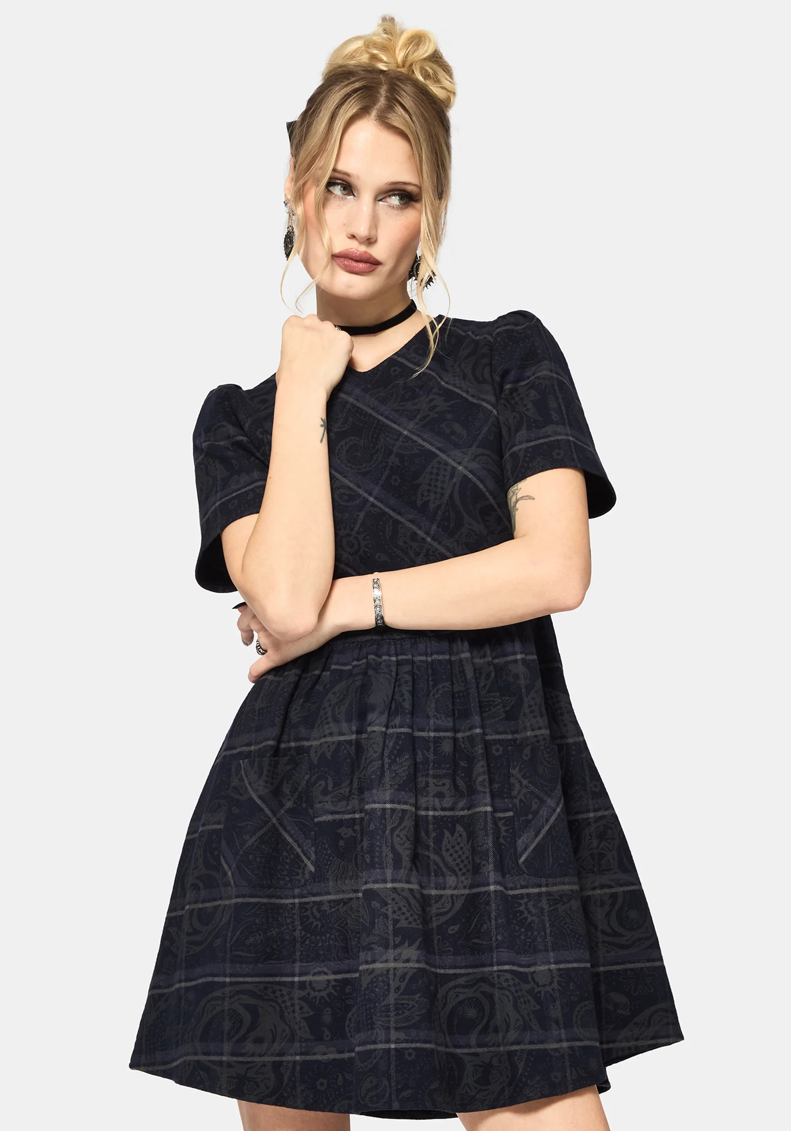 Plaith Blue Check Mini Smock Dress - Image 6