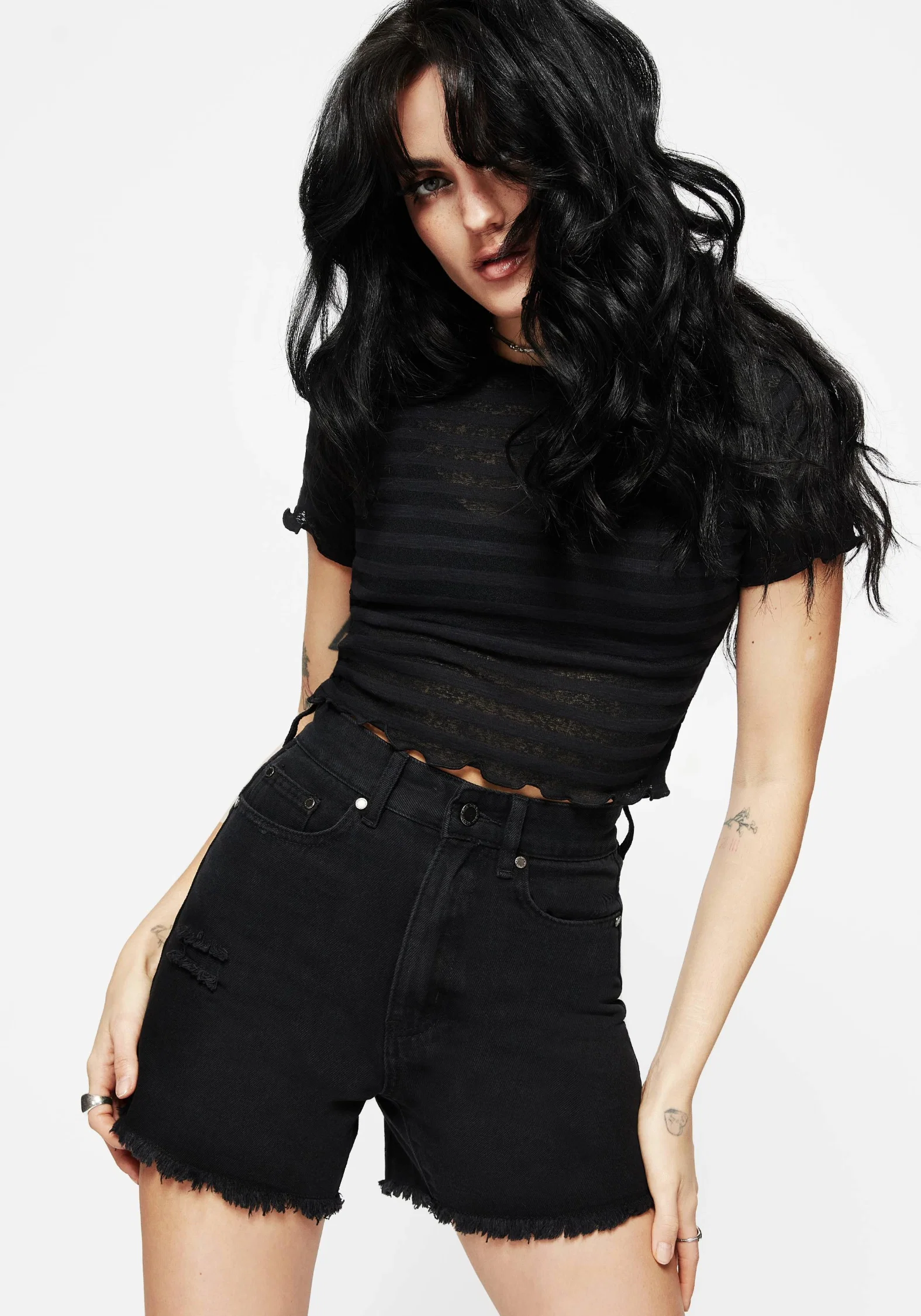 Planchette Embroidered Distressed Denim Shorts - Image 4