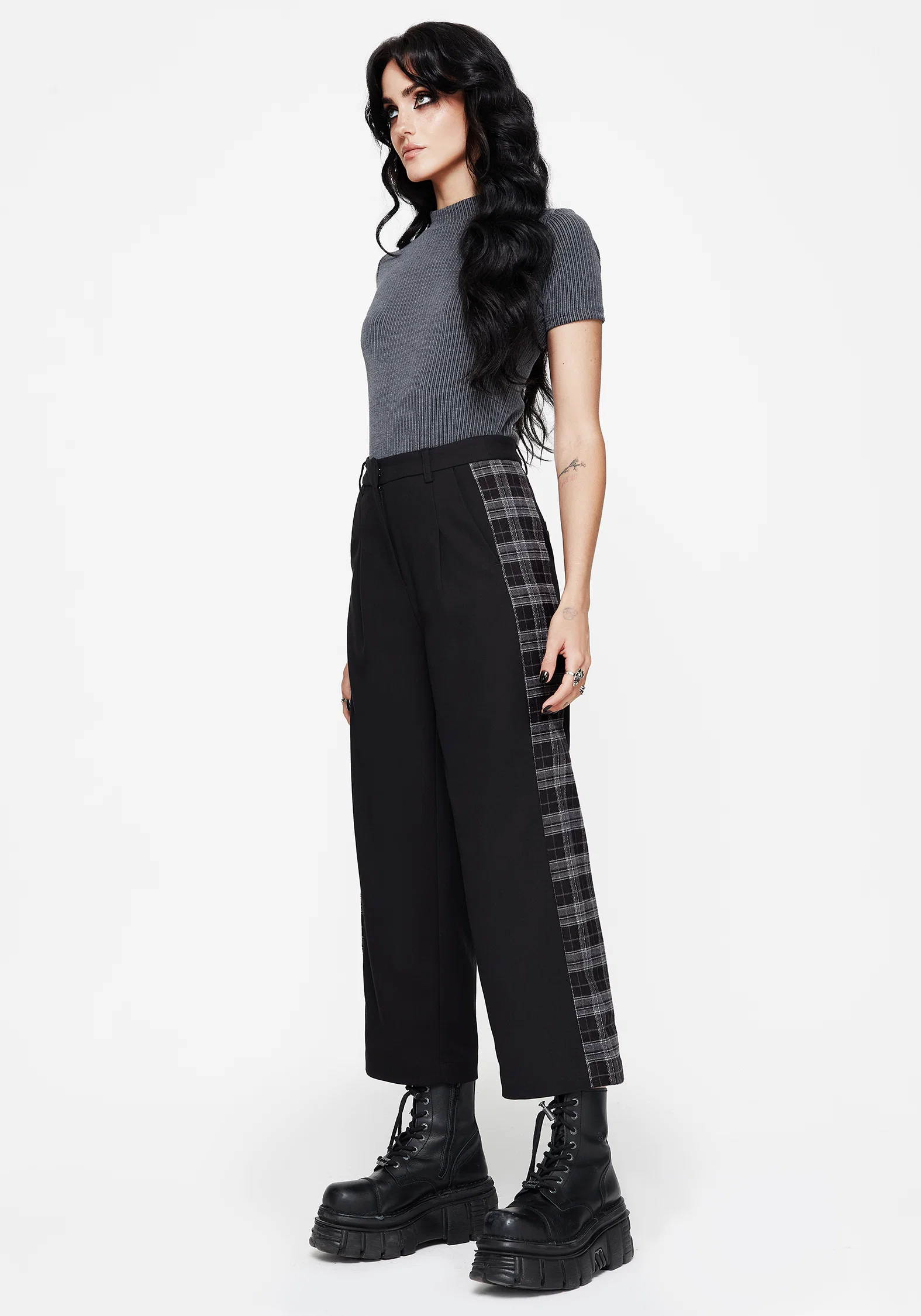 Plutone Spliced Check Straight Leg Trouser - Image 4