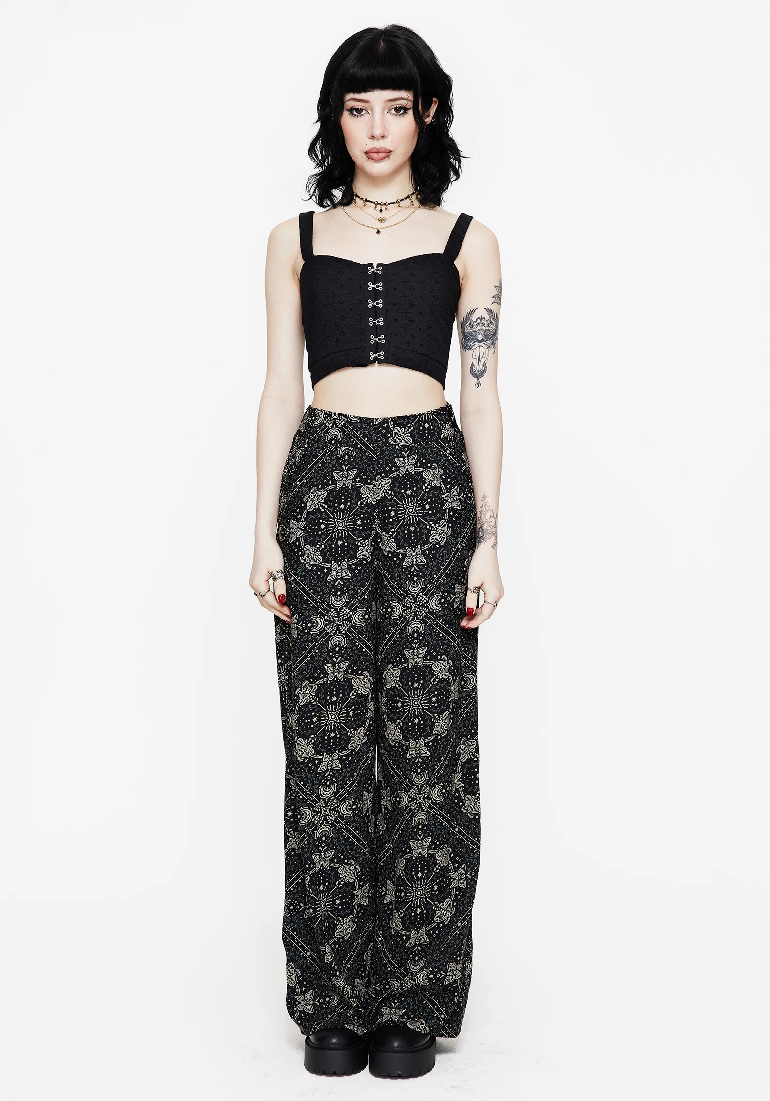 Poem Moth Print Wide Leg Trousers - Image 5