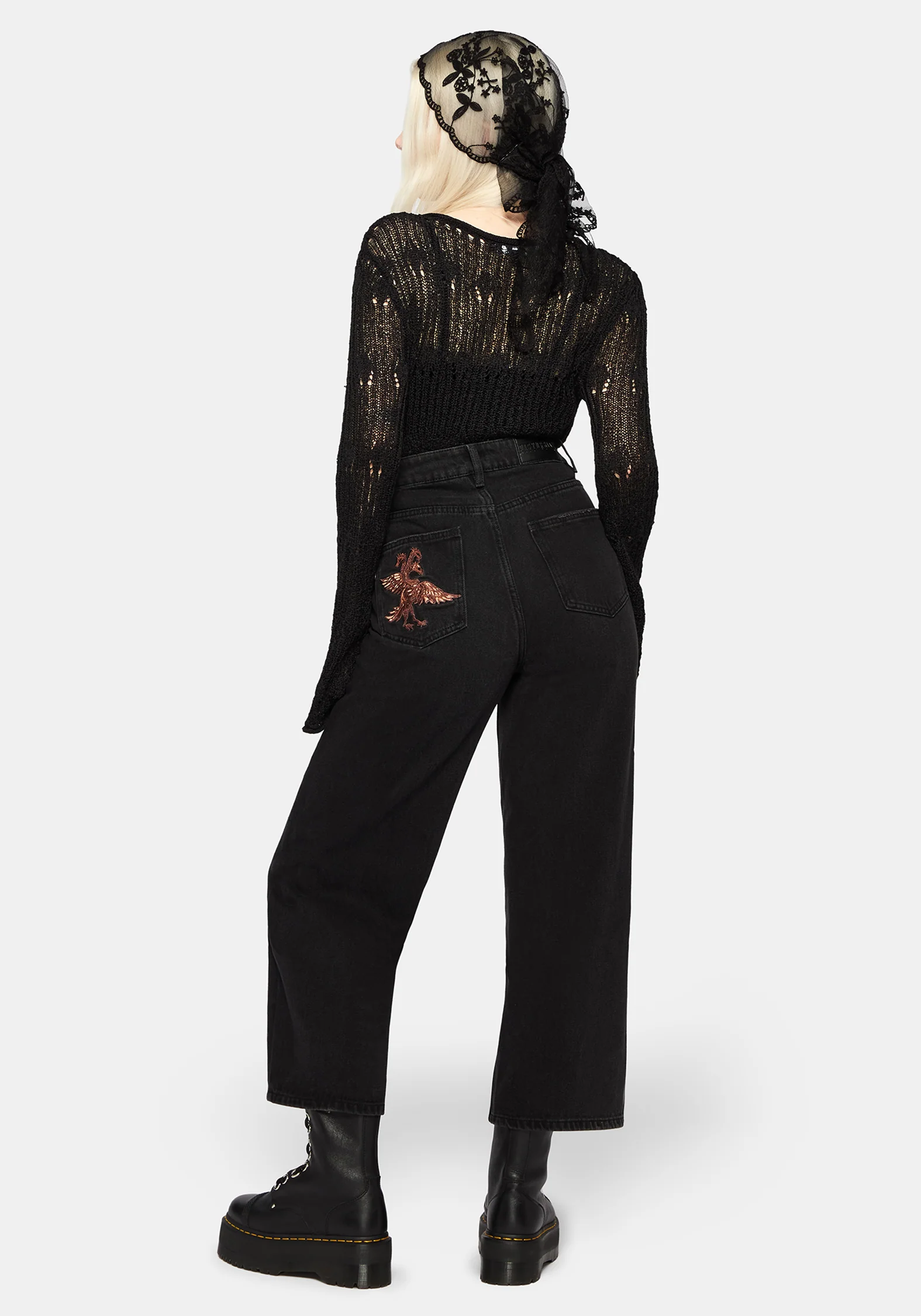 Poison Eden Embroidered Denim Culotte - Image 3