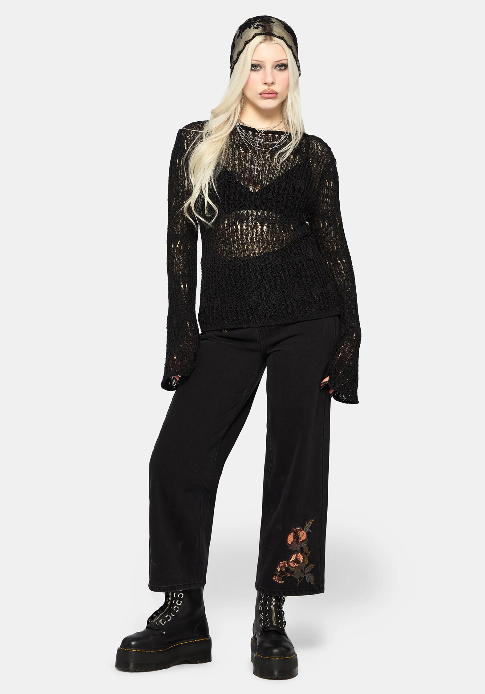 Poison Eden Embroidered Denim Culotte - Image 6