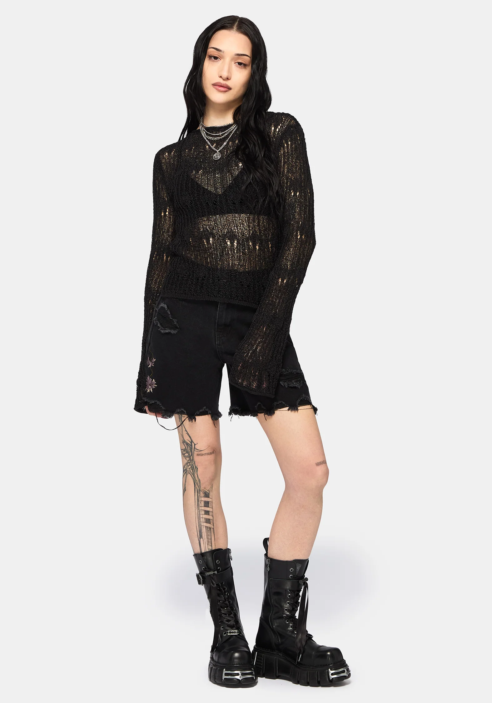 Poison Eden Embroidered Denim Short - Image 2