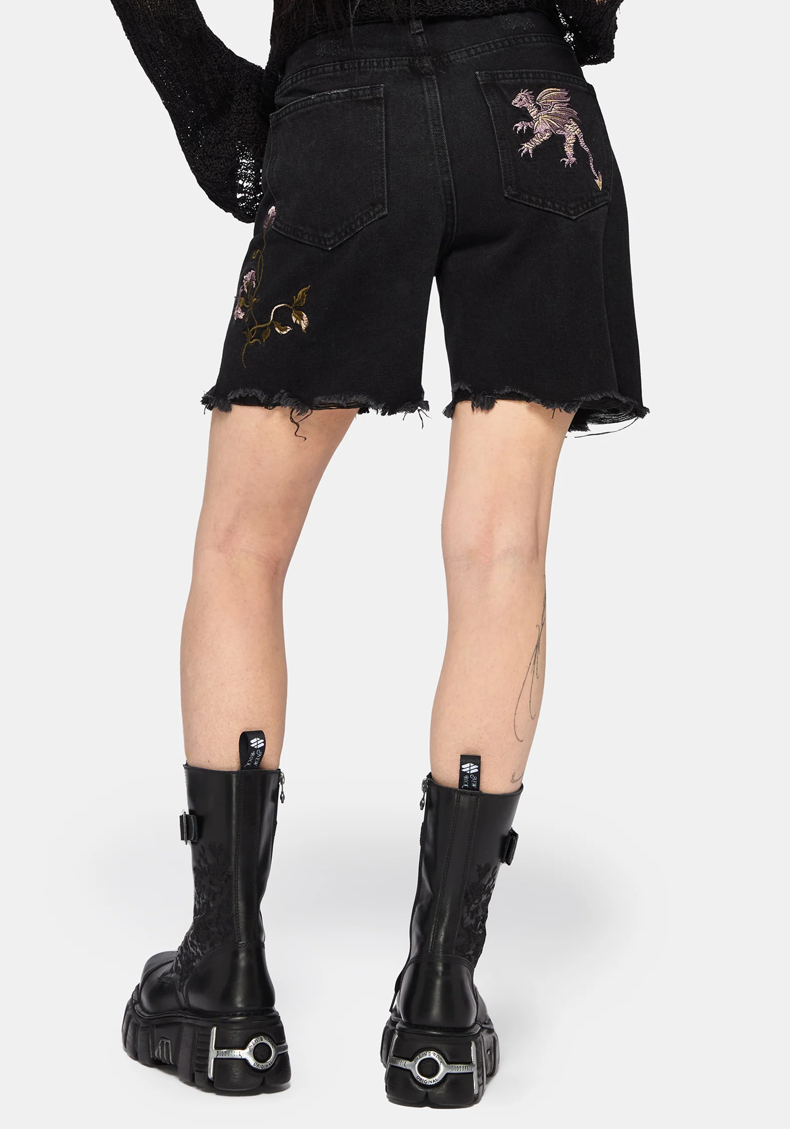 Poison Eden Embroidered Denim Short - Image 3