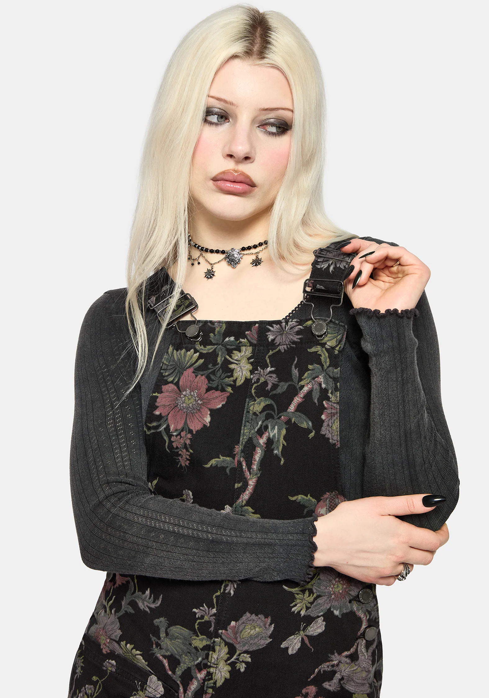 Poison Eden Print Denim Dungaree Short - Image 2