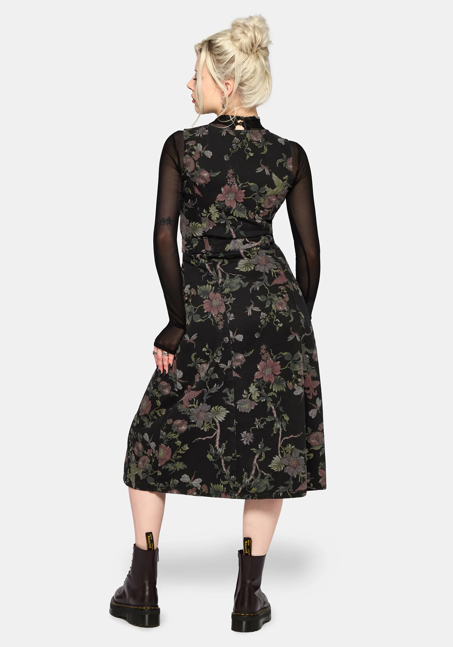 Poison Eden Print Denim Midi Dress - Image 4