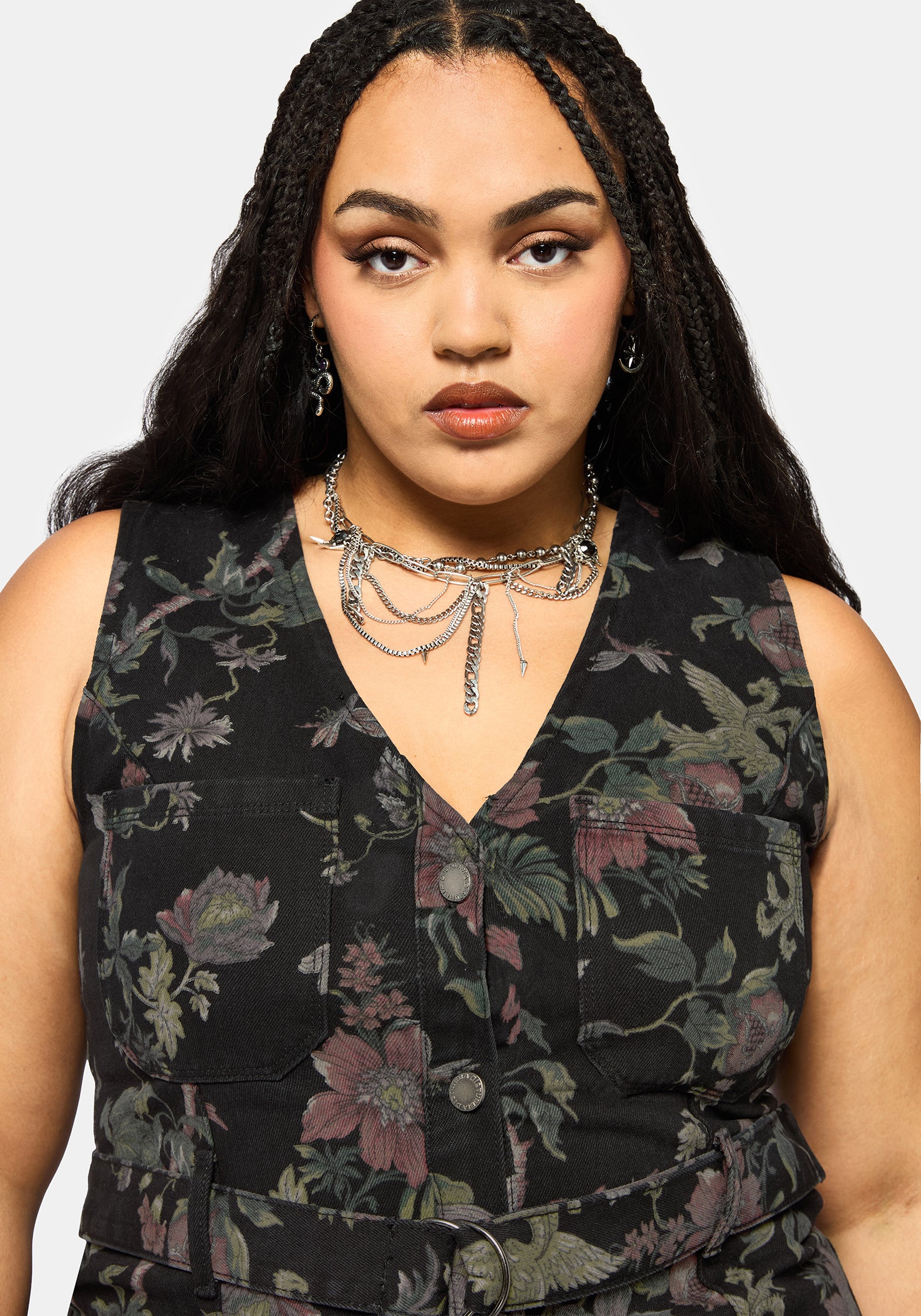 Poison Eden Print Denim Midi Dress - Image 7