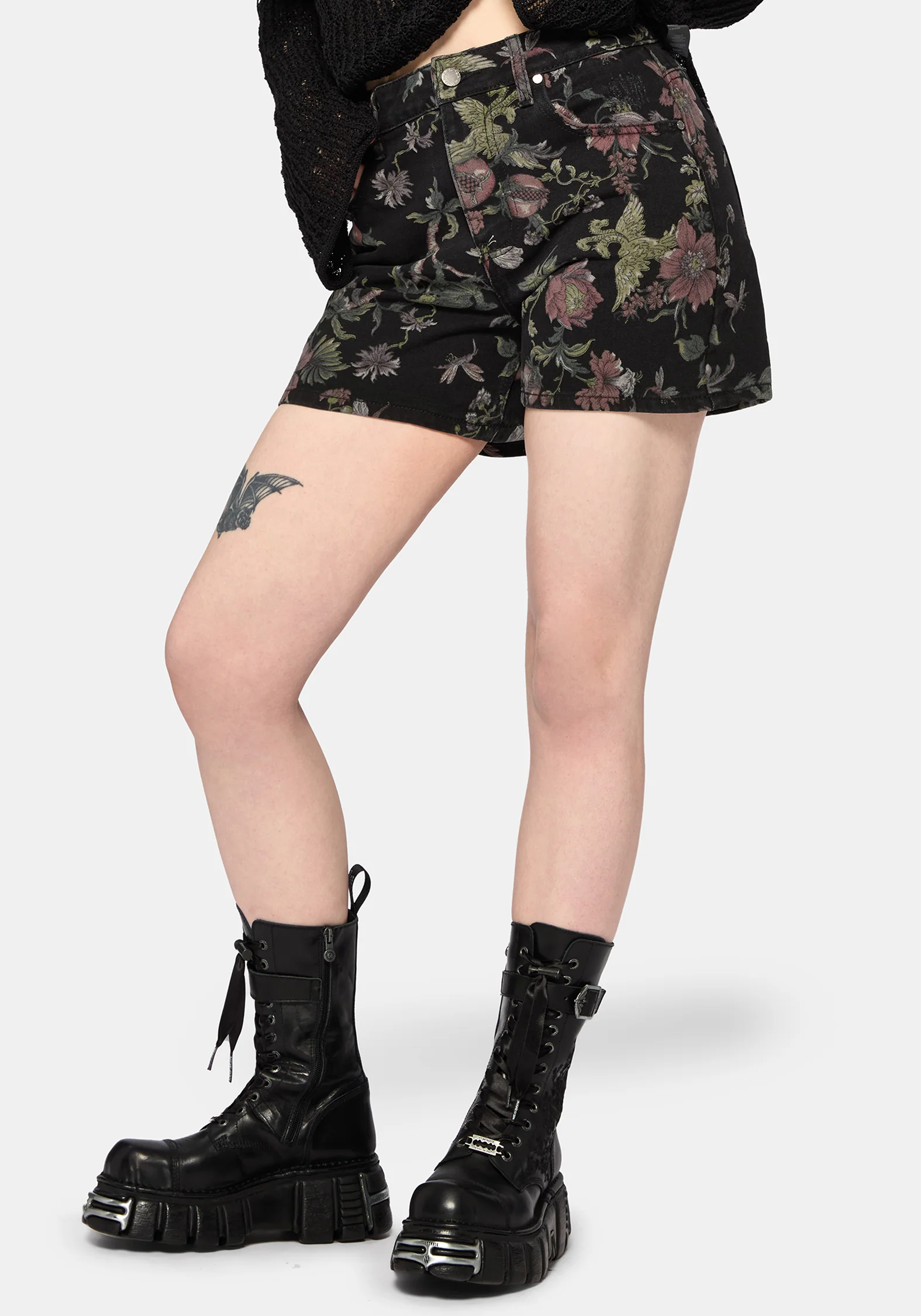 Poison Eden Print Denim Short - Image 5