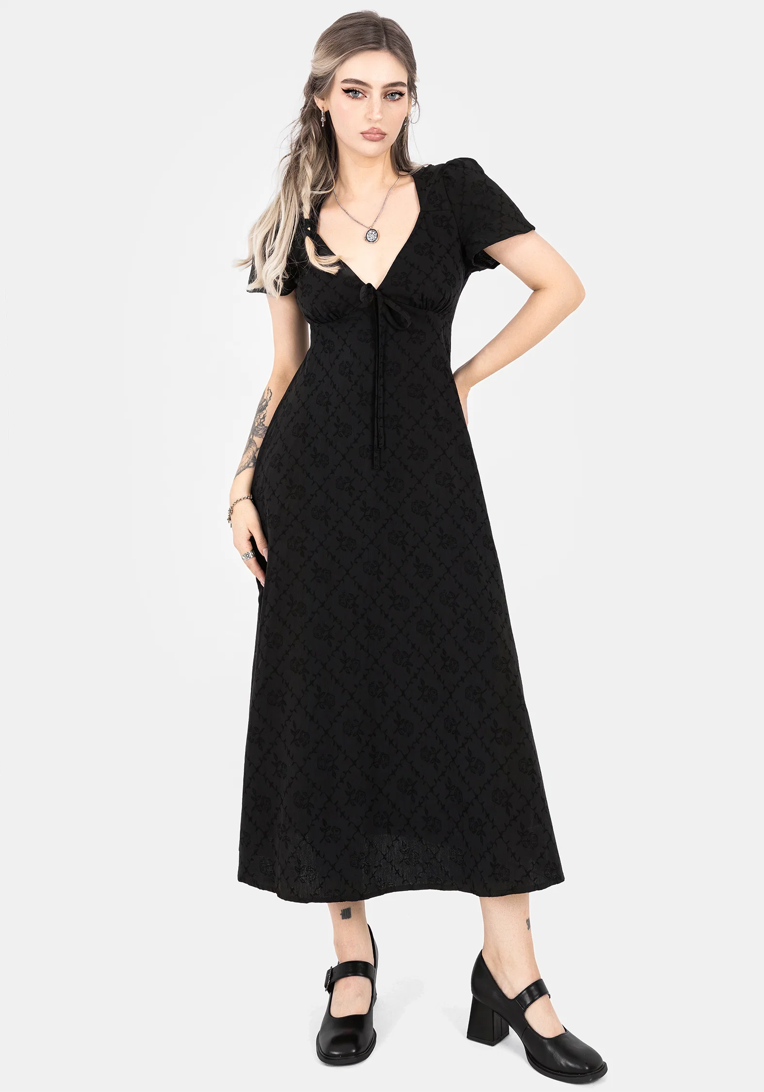 Polgara Floral Jacquard Midaxi Dress - Image 4