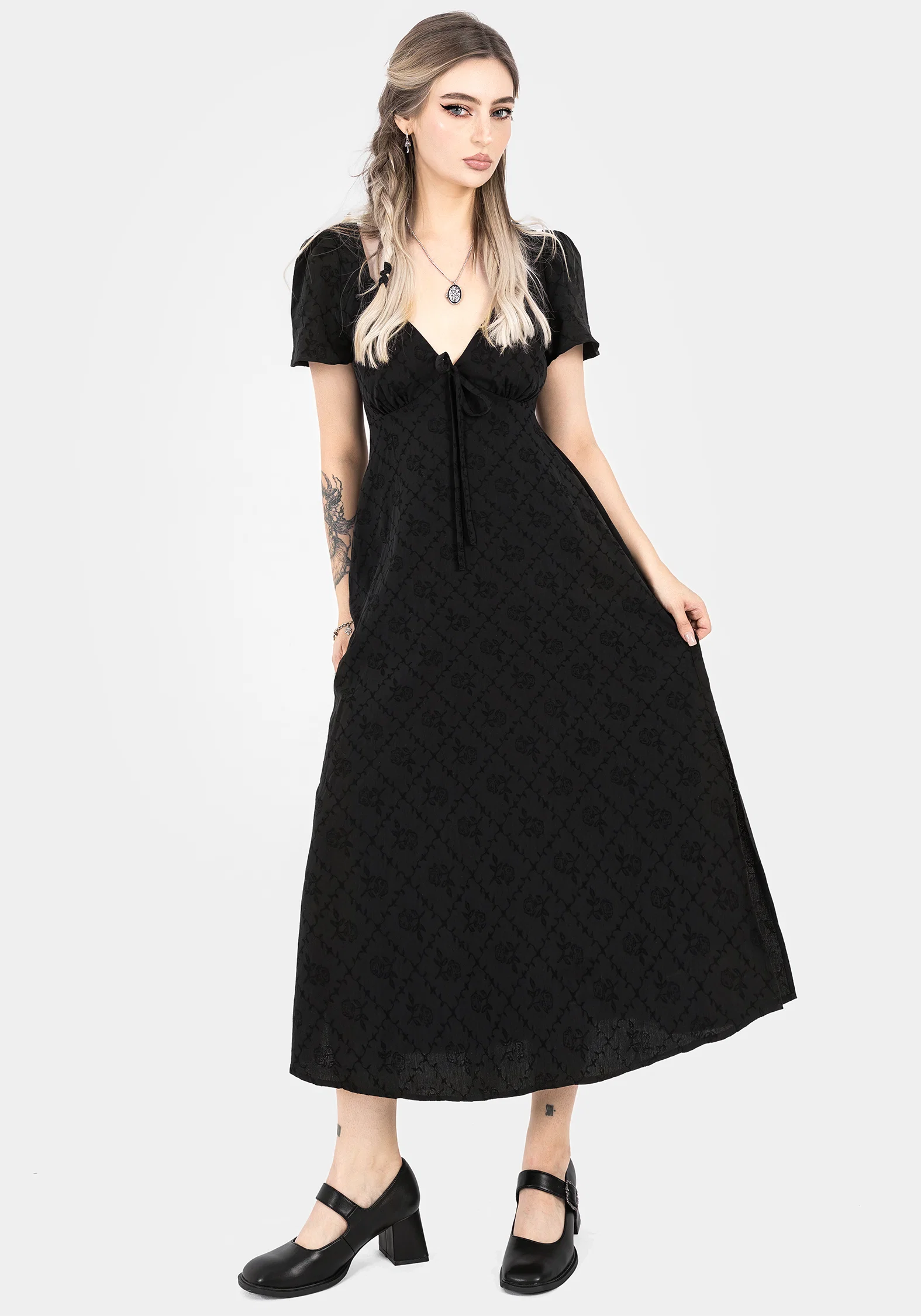 Polgara Floral Jacquard Midaxi Dress - Image 6