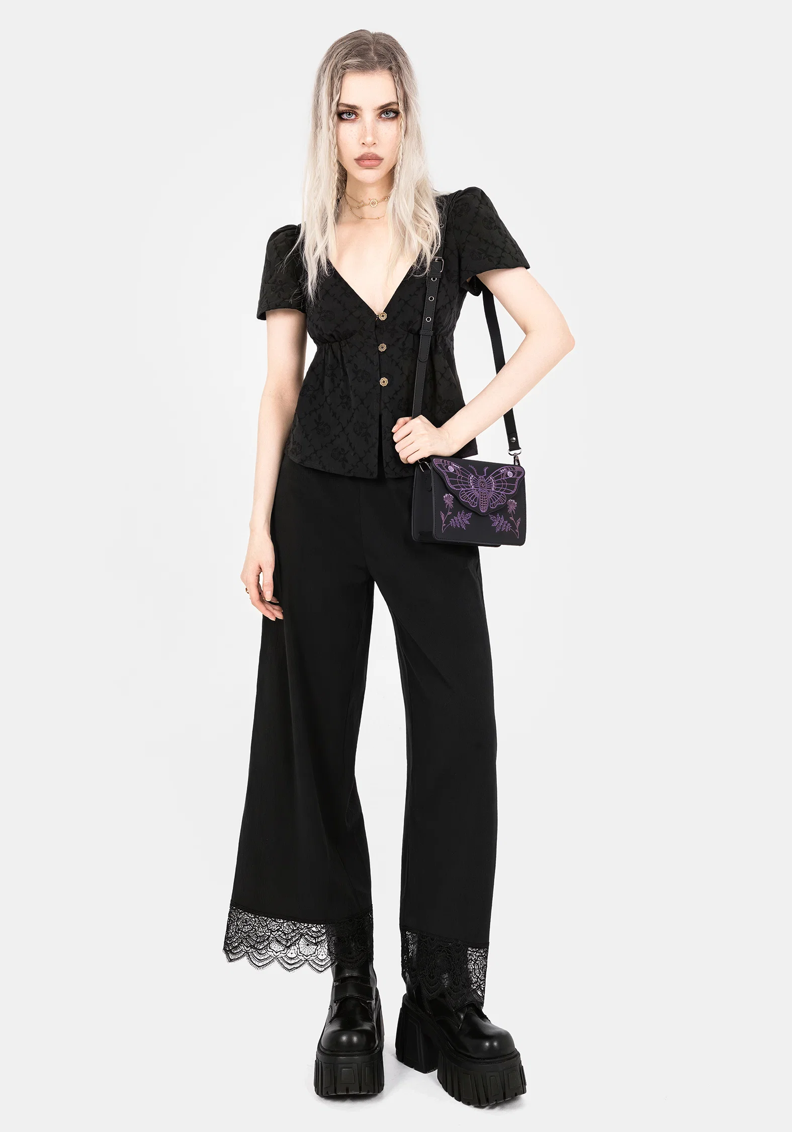 Polgara Floral Jacquard Peplum Top - Image 4