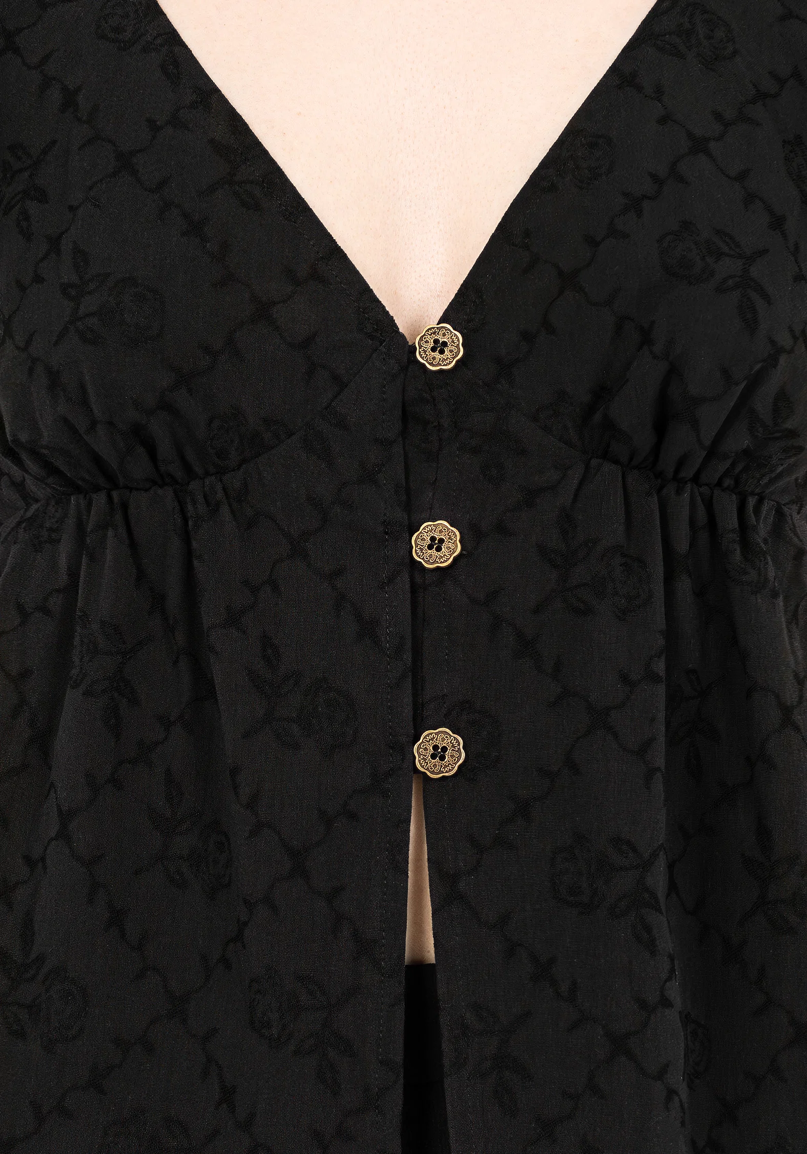 Polgara Floral Jacquard Peplum Top - Image 7