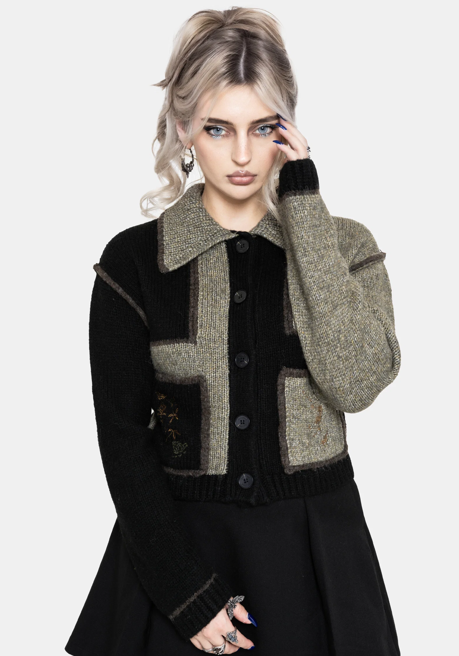 Polly Collared Patch Embroidered Knit Cardigan - Image 6