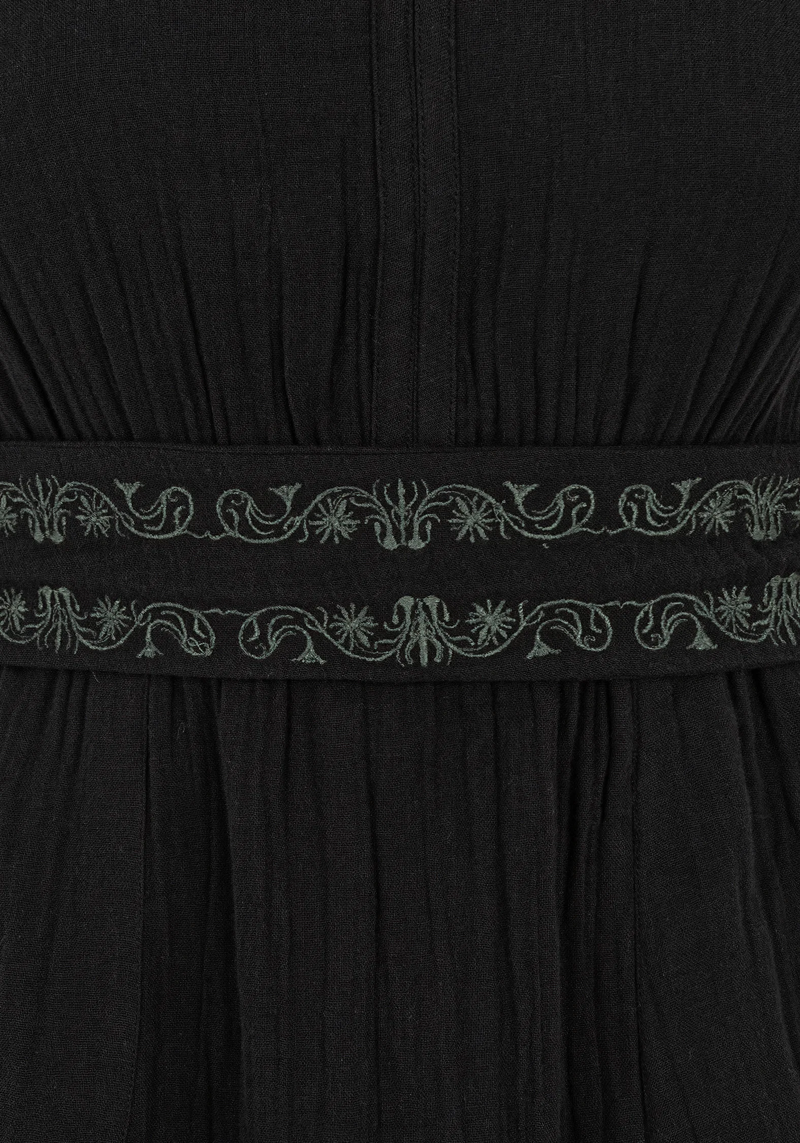 Poultice Embroidered Cotton Midi Dress - Black - Image 8