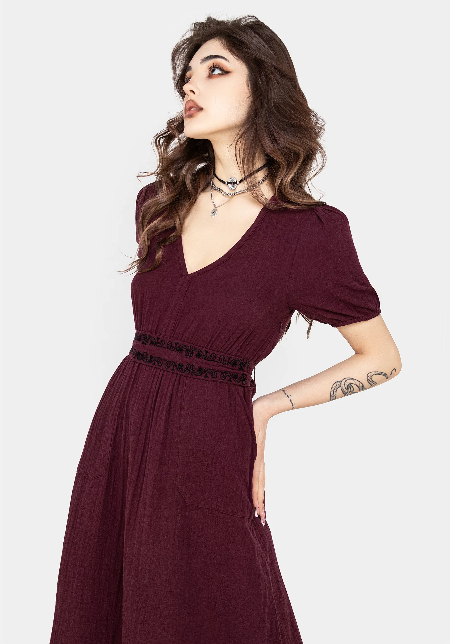 Poultice Embroidered Cotton Midi Dress - Image 5