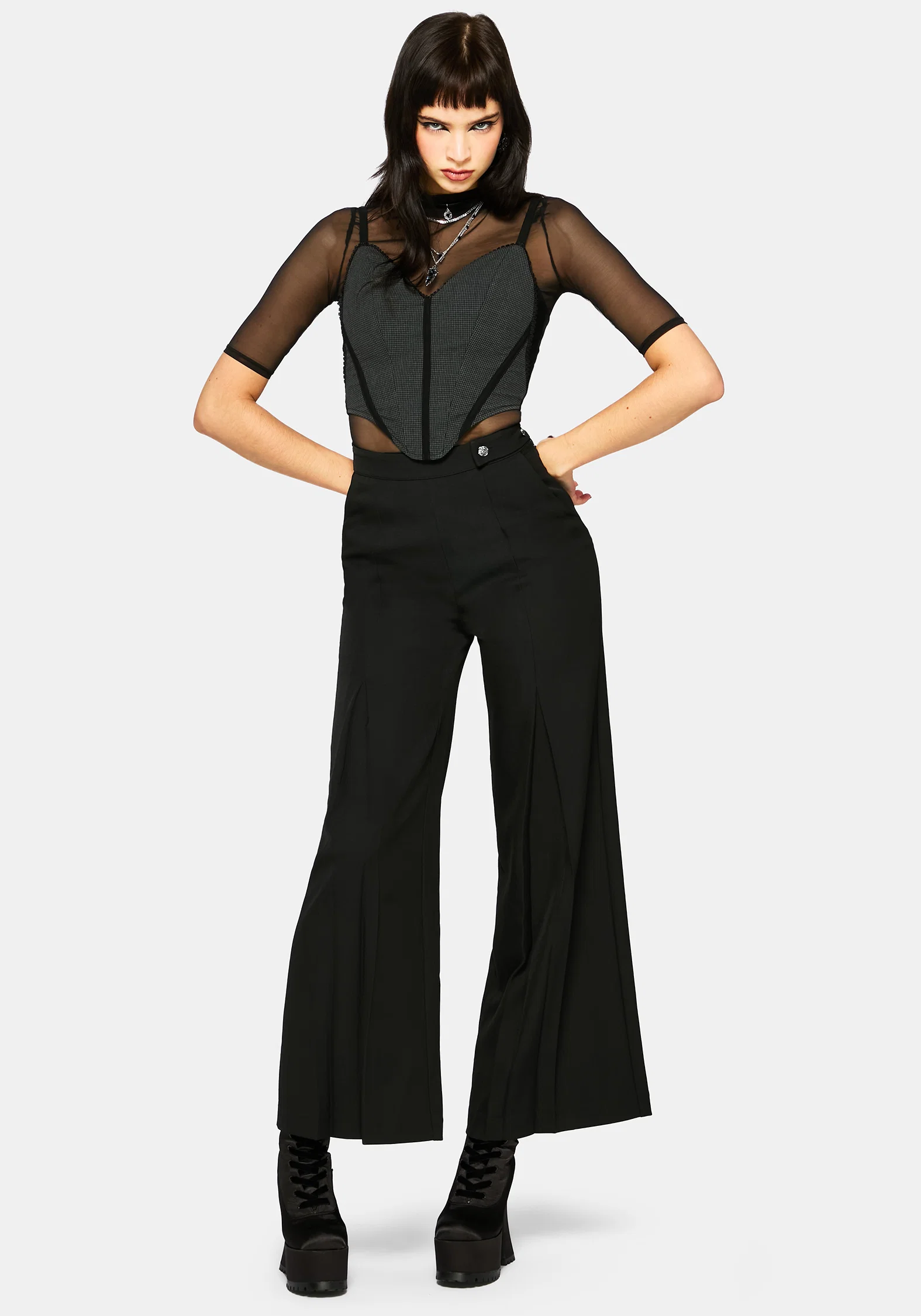 Pyra Houndstooth Lace Corset Top - Image 5