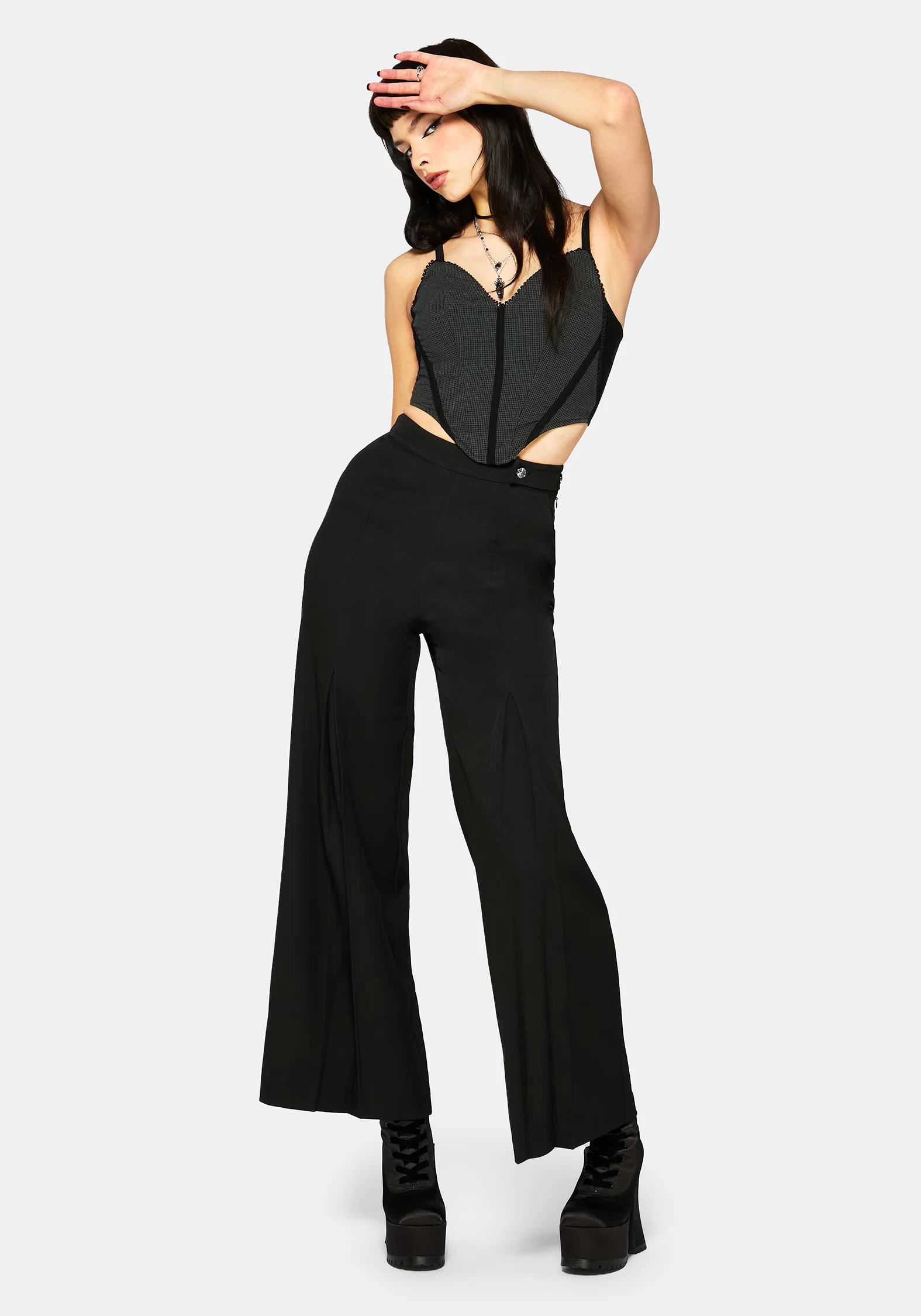 Pyra Houndstooth Lace Corset Top - Image 7