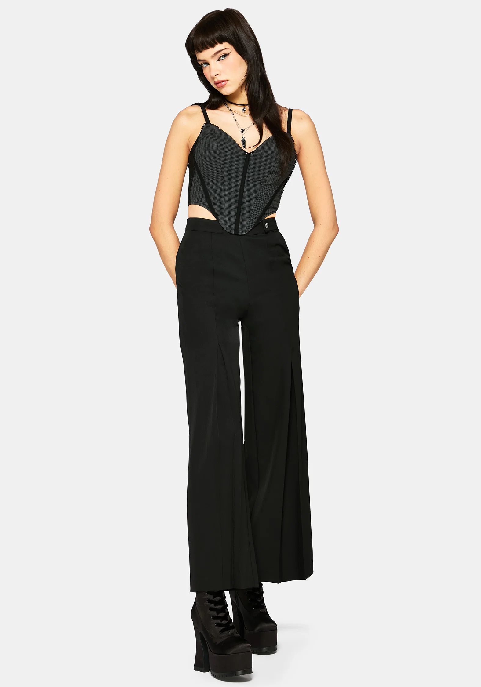Pyra Houndstooth Lace Corset Top - Image 8