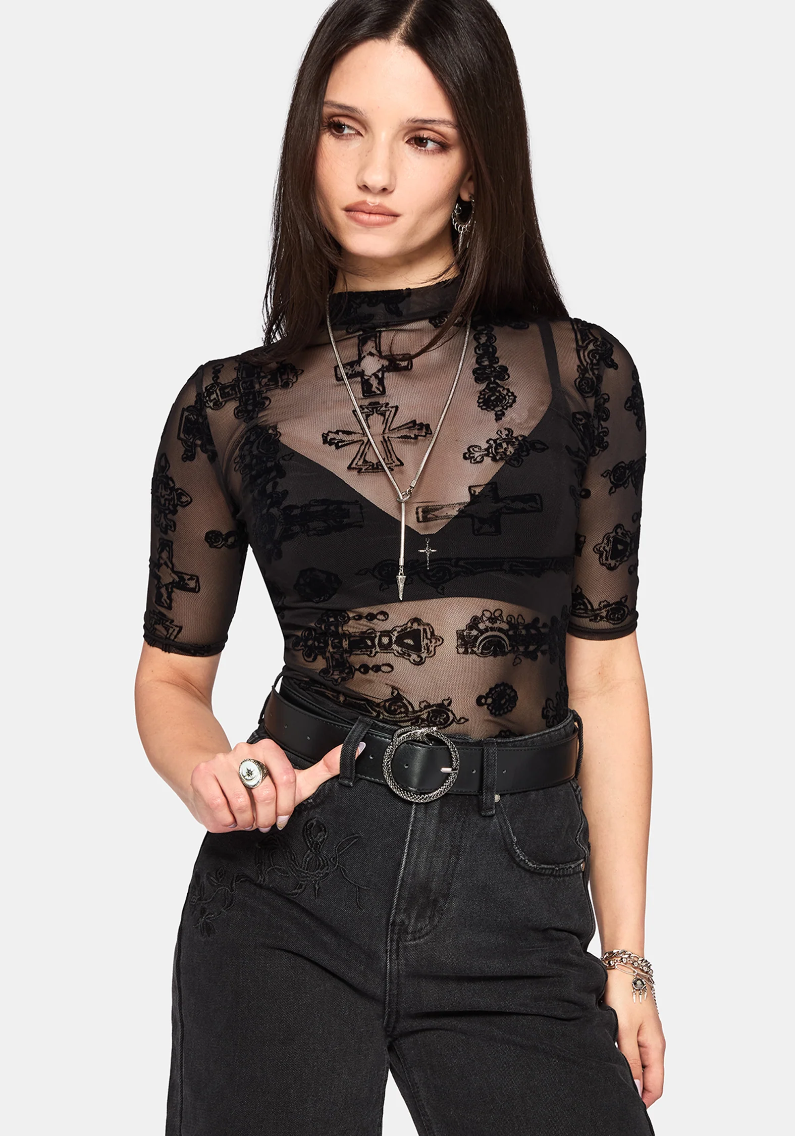 Pyra Jewel Jesse Flock Mesh Top - Image 6