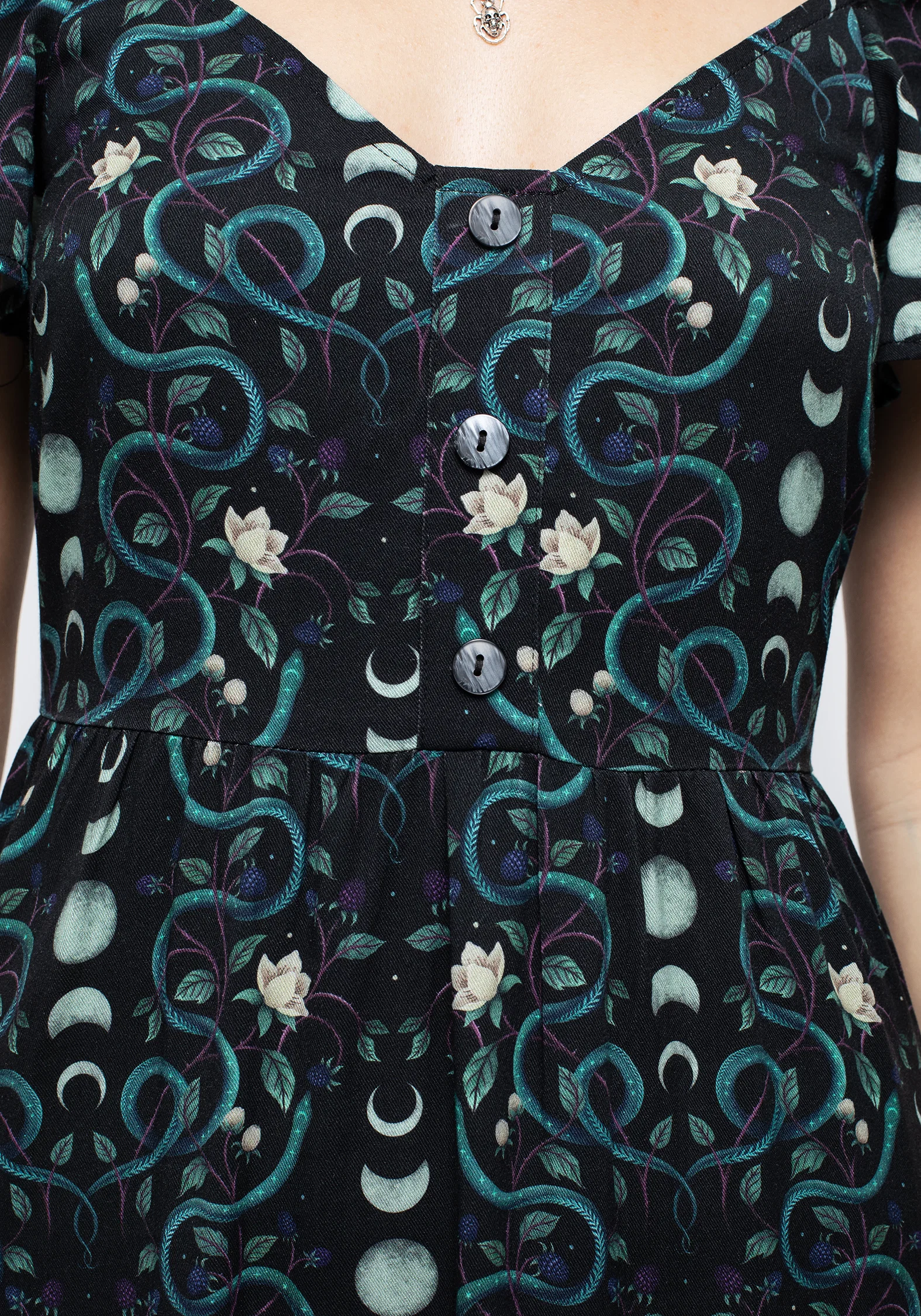 Pythia Print Button Front Mini Dress - Image 4