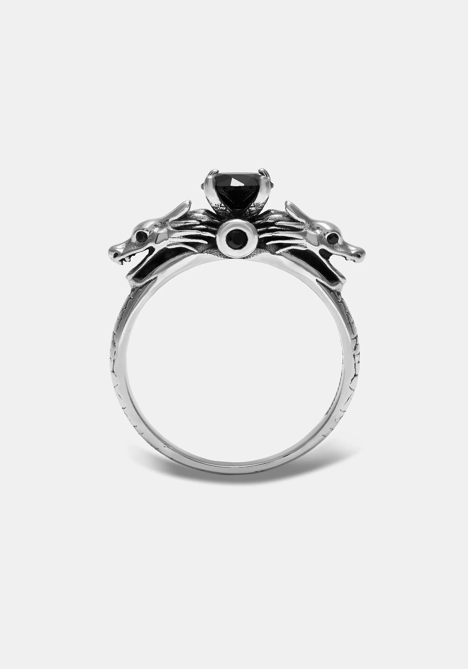 Querida Sterling Silver Black Spinel Dragon Ring - Image 3