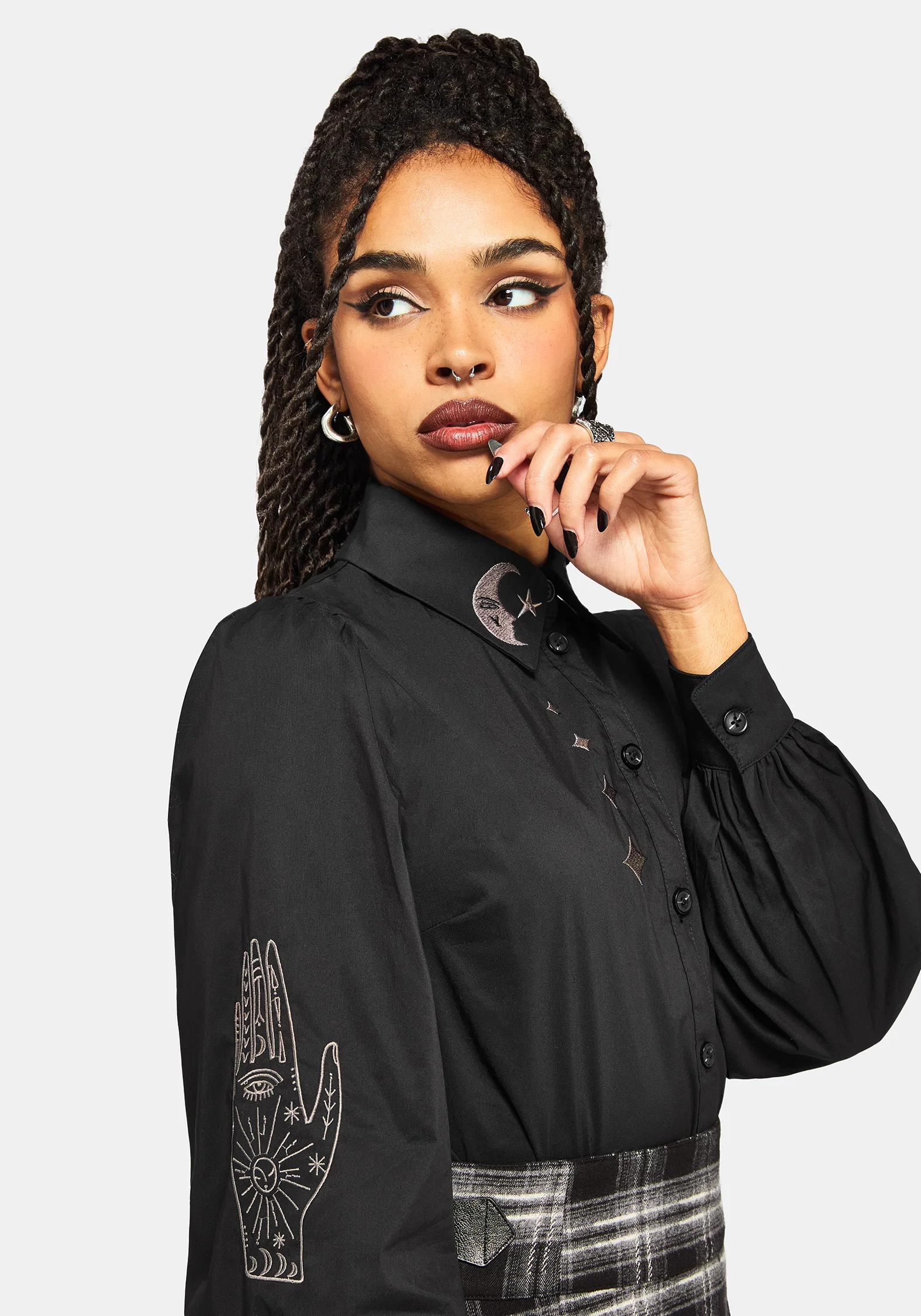 Ravyn Moon and Star Embroidered Poplin Shirt - Image 2