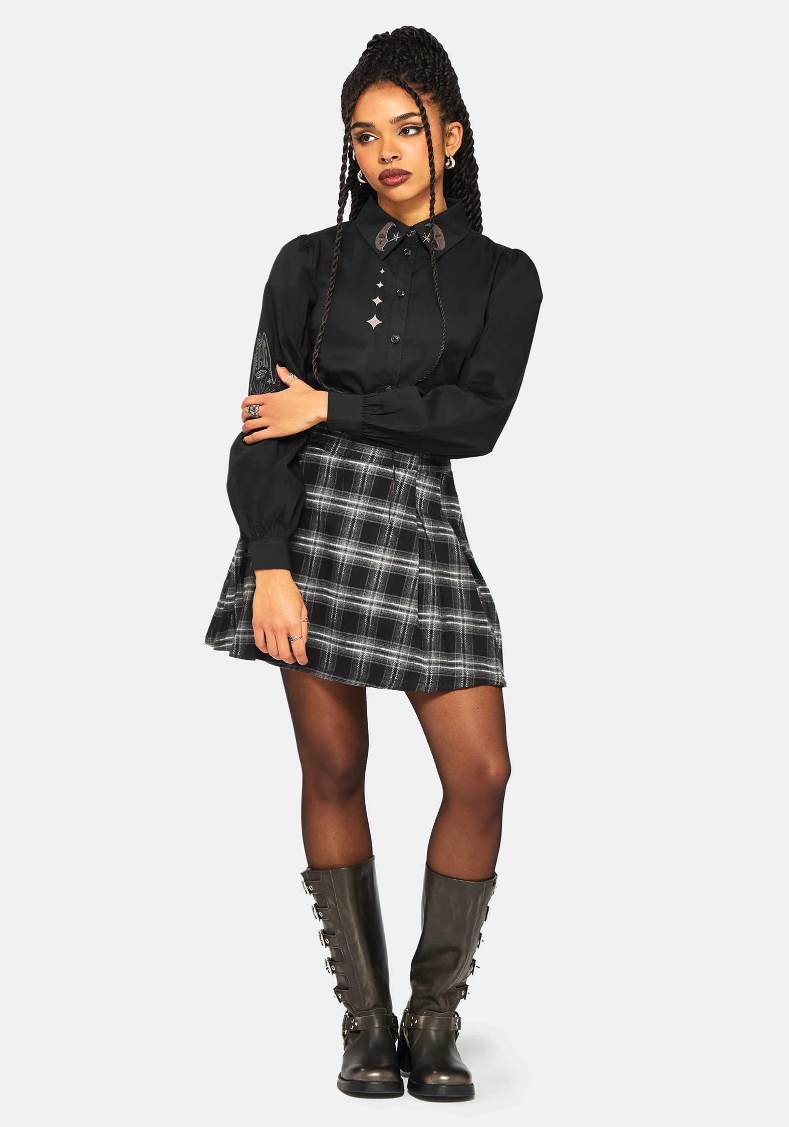Ravyn Moon and Star Embroidered Poplin Shirt - Image 5