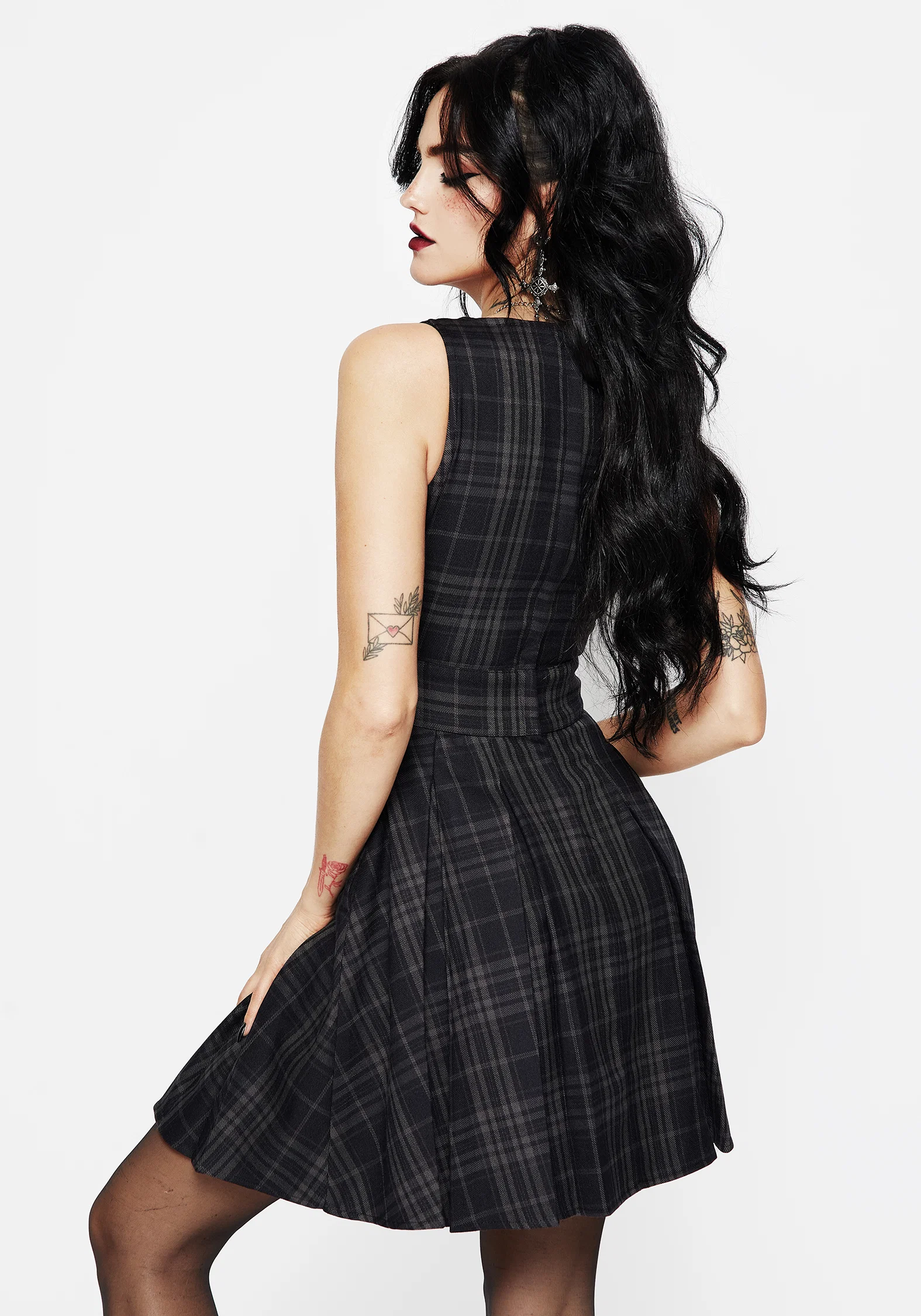 Reckless Check Mini Pinafore Dress - Image 3