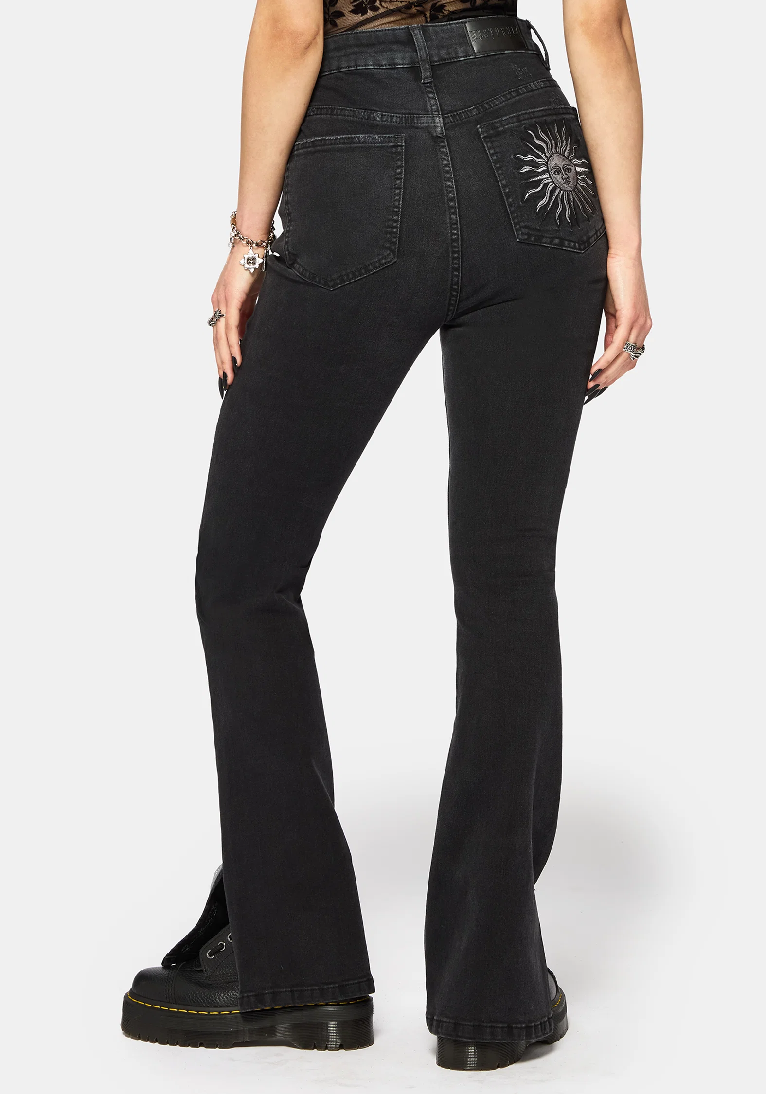 Reina Celestial Embroidered Denim Kick Flare Jean - Image 3